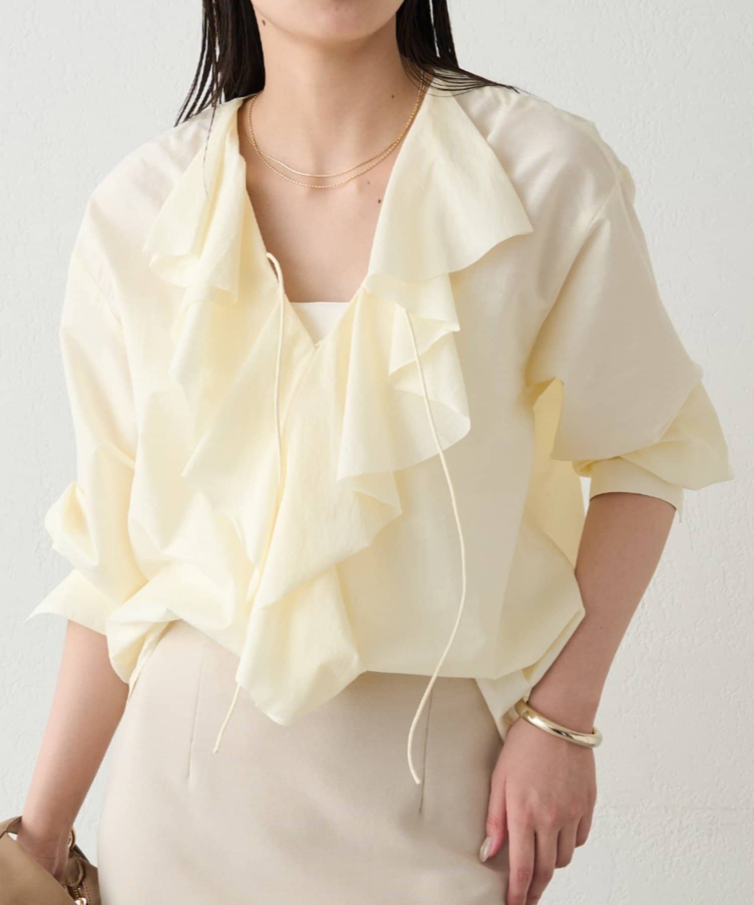 OUTLET(アウトレット) 【Loungedress】フリルカラーブラウス