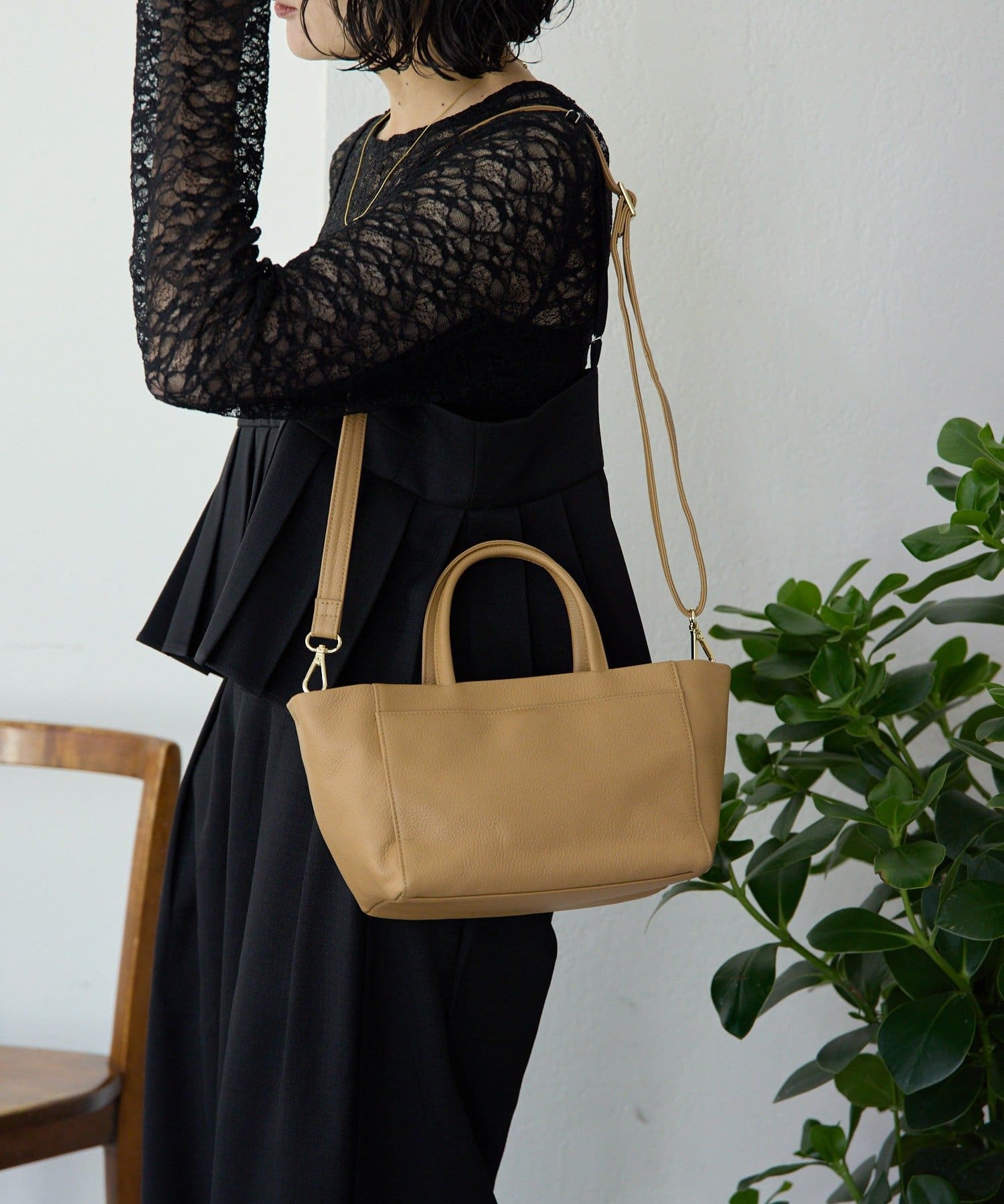 OUTLET(アウトレット) 【ear PAPILLONNER】《本革》ボックストートバッグS