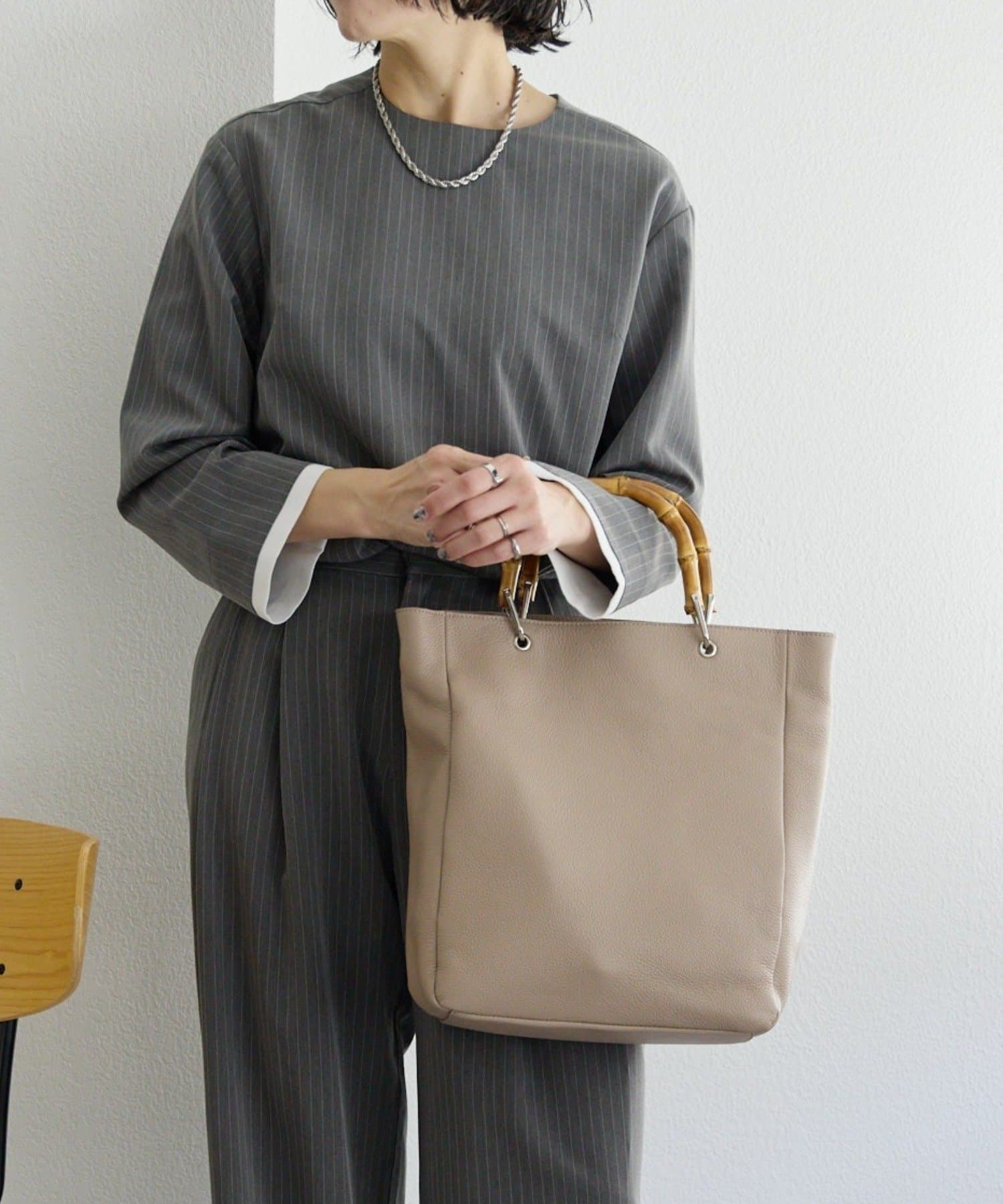 OUTLET(アウトレット) 【ear PAPILLONNER】《本革/A4サイズ対応》バンブートートバッグL