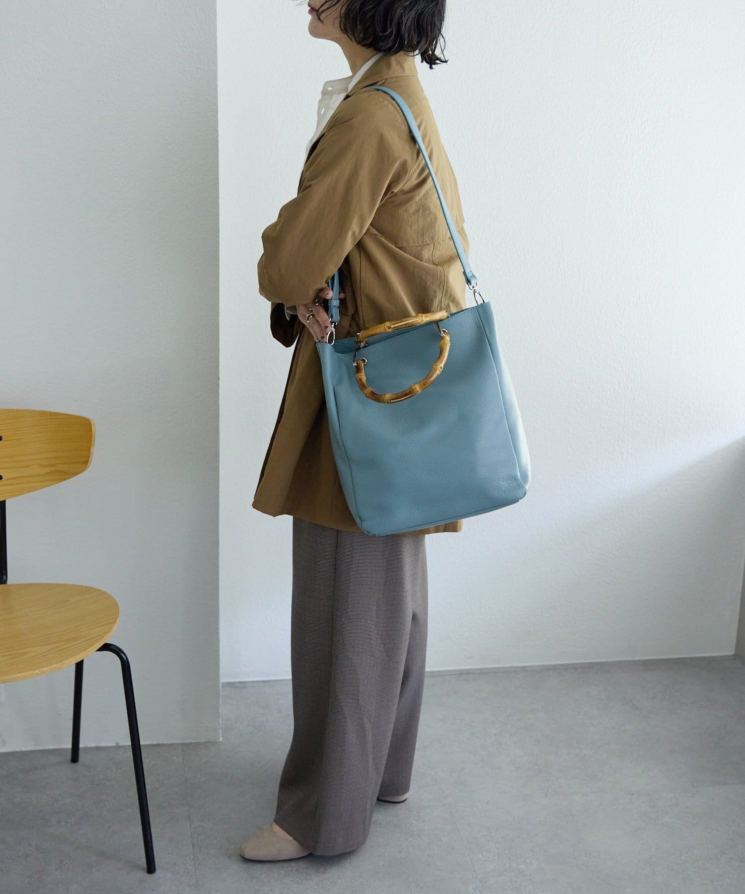 OUTLET(アウトレット) 【ear PAPILLONNER】《本革/A4サイズ対応》バンブートートバッグL