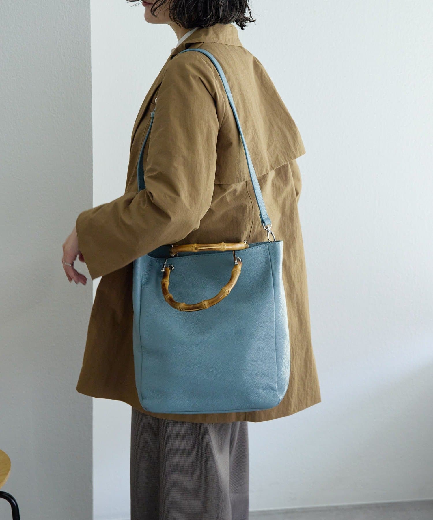 OUTLET(アウトレット) 【ear PAPILLONNER】《本革/A4サイズ対応》バンブートートバッグL