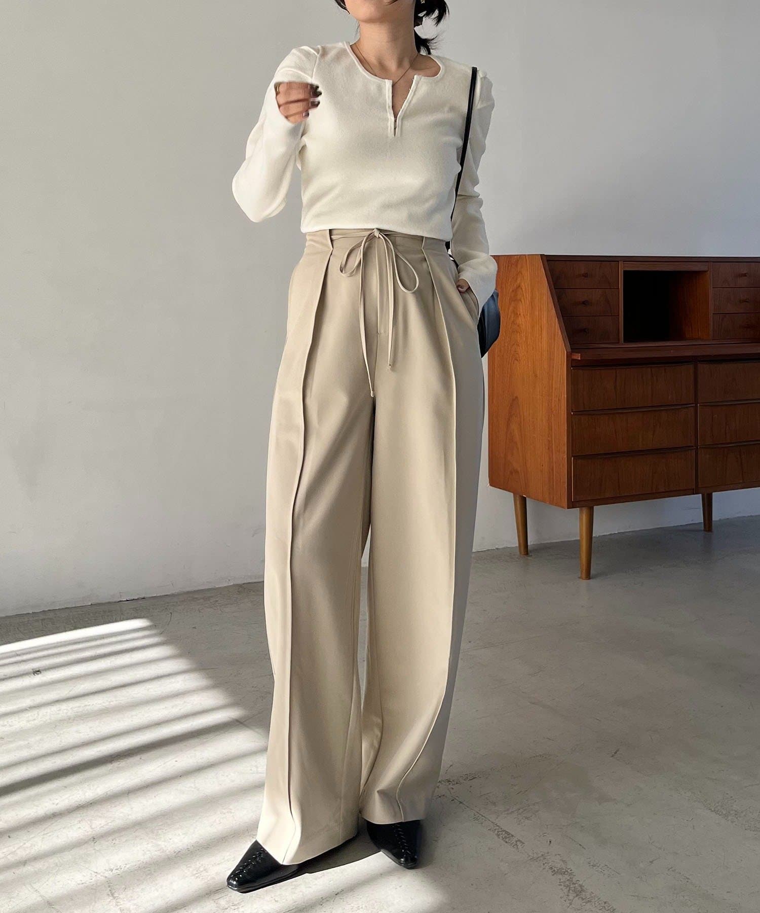 OUTLET(アウトレット) 【CAPRICIEUX LE'MAGE】ピンタックリボンパンツ