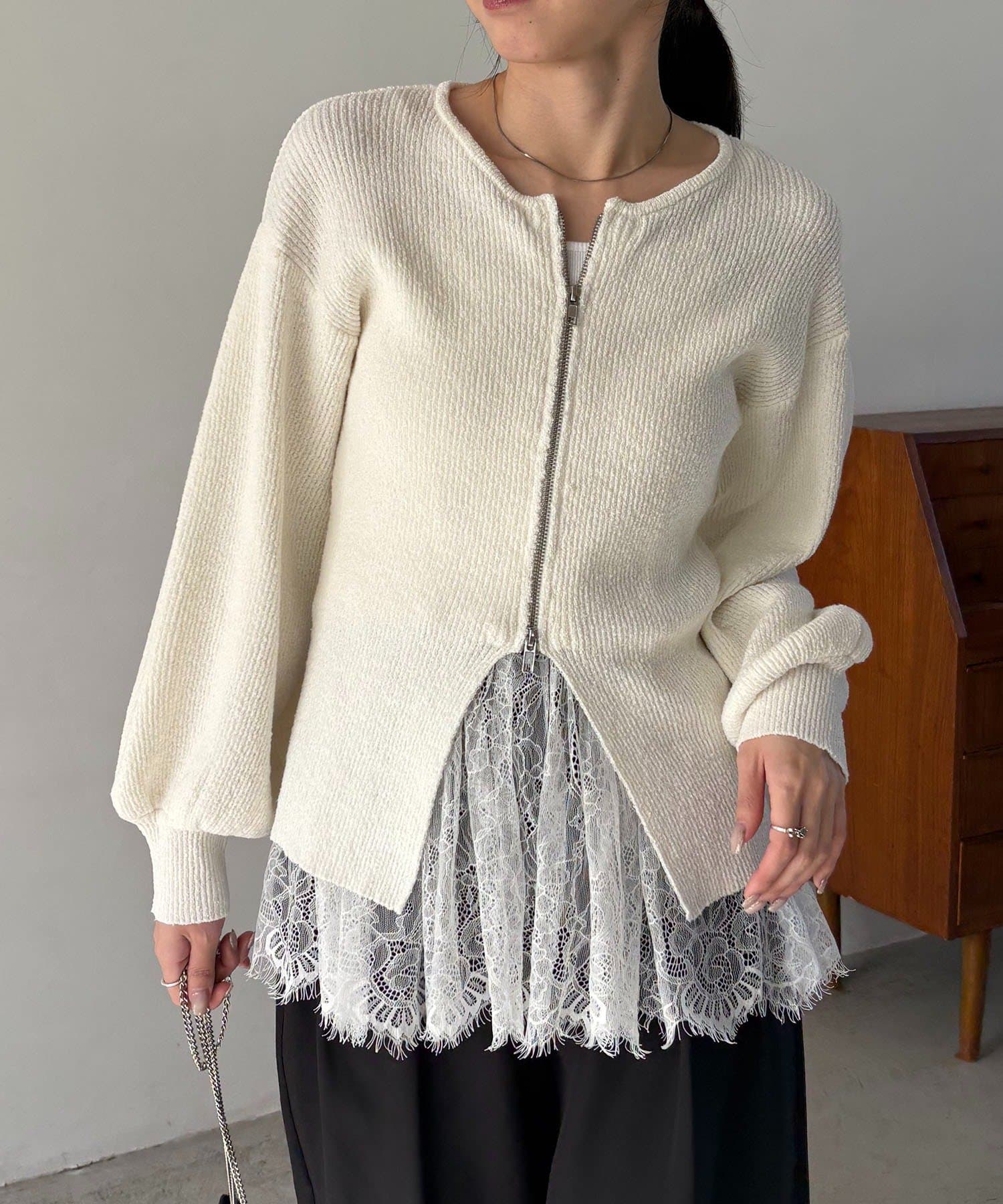 OUTLET(アウトレット) 【CAPRICIEUX LE'MAGE】スラブジップパフカーディガン