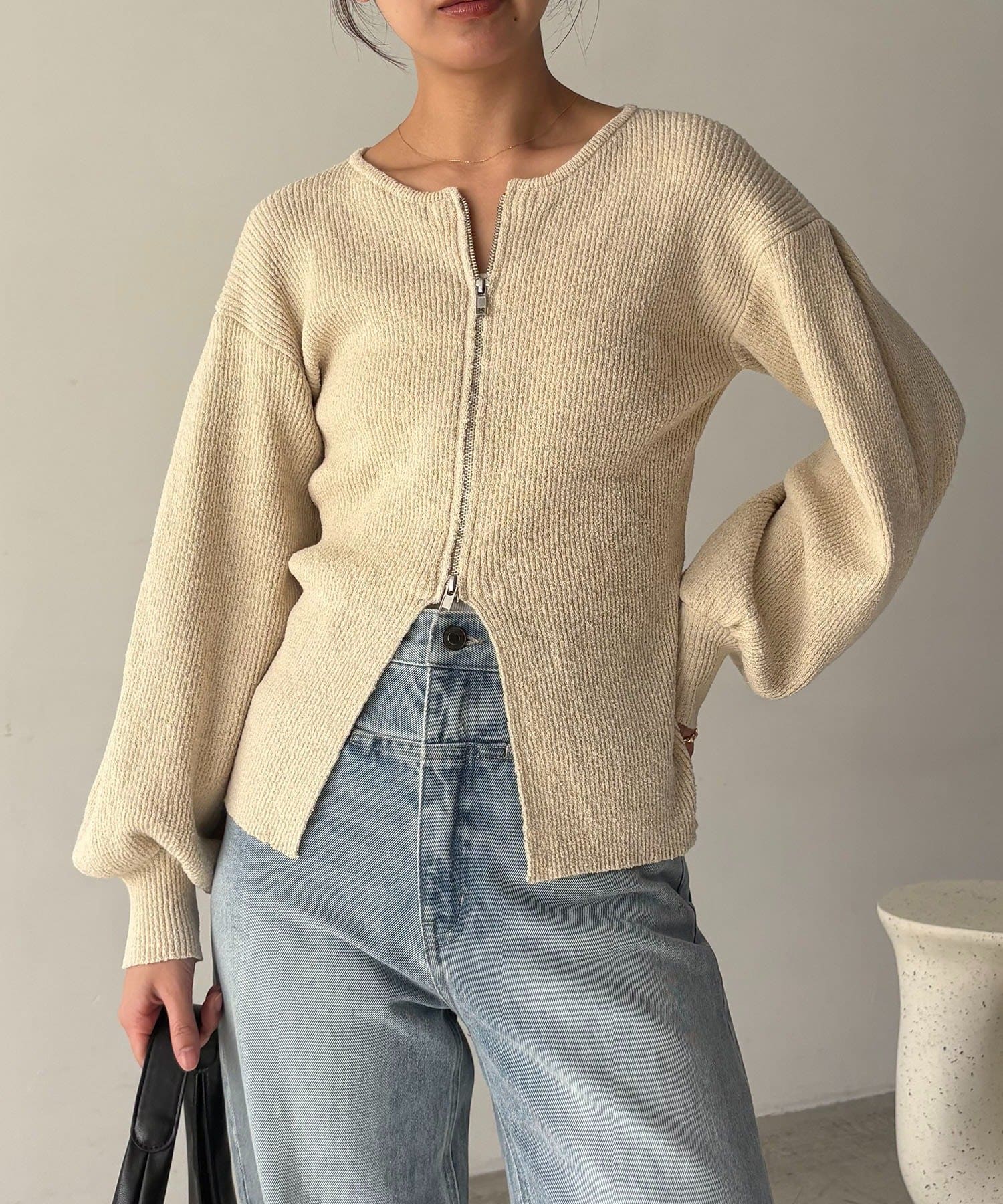 OUTLET(アウトレット) 【CAPRICIEUX LE'MAGE】スラブジップパフカーディガン