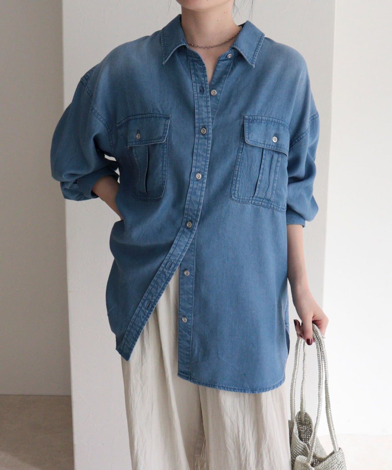 FREDY & GLOSTER(フレディ アンド グロスター) とろみデニムオーバーシャツ