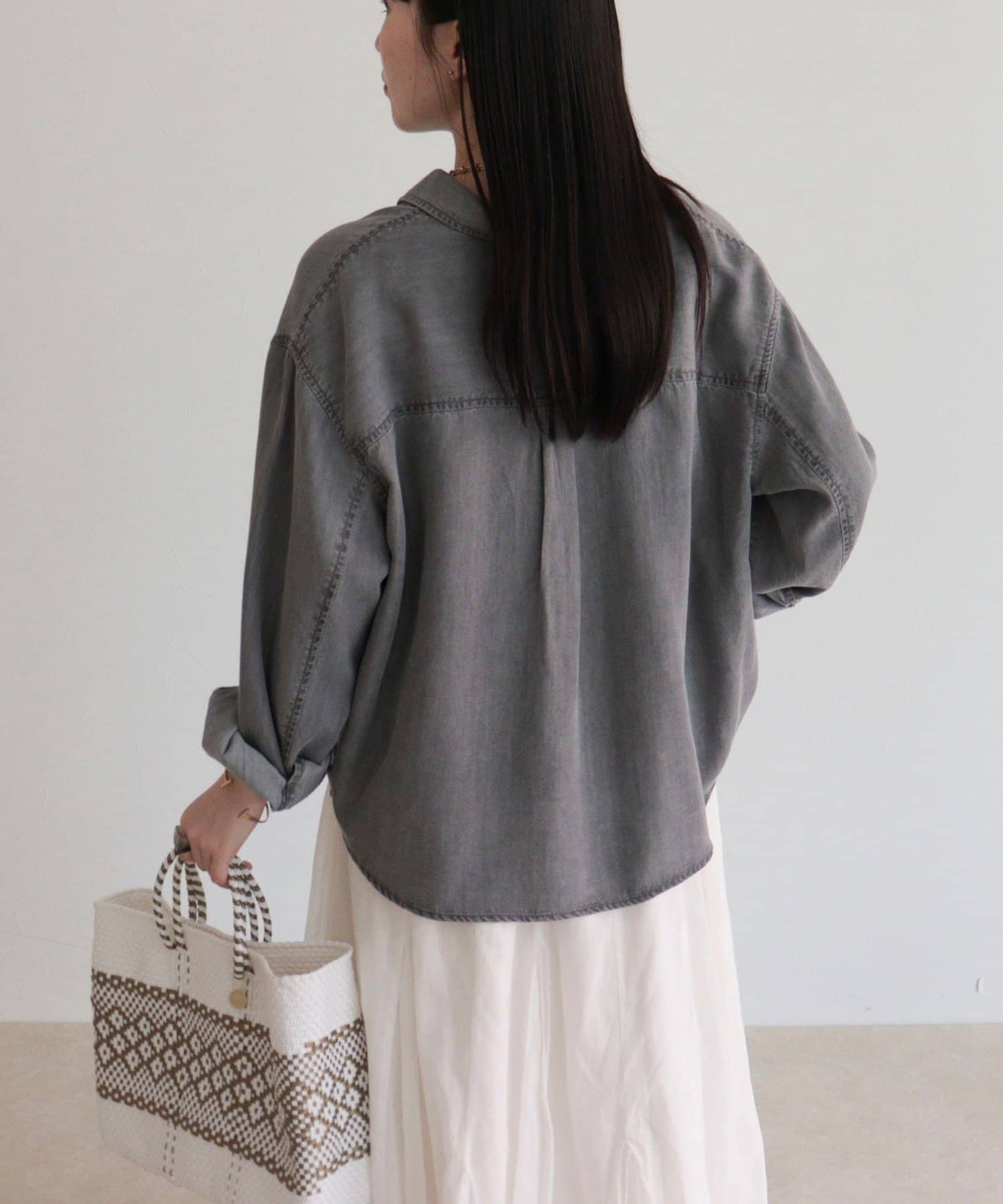 FREDY & GLOSTER(フレディ アンド グロスター) とろみデニムクロップドシャツ