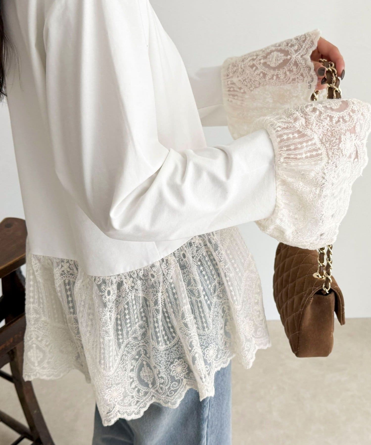 FREDY & GLOSTER(フレディ アンド グロスター) 【4回目の追加販売！】レースドッキングロンTシャツ