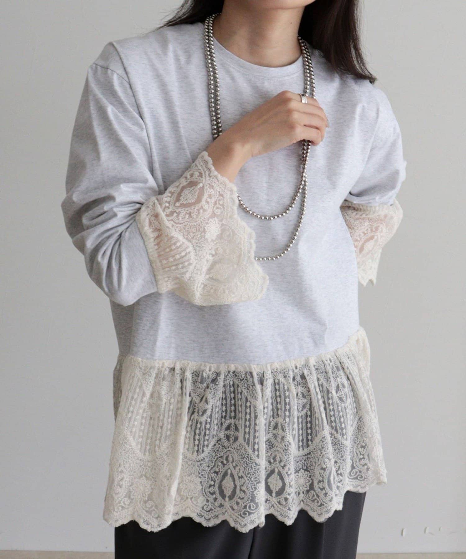 FREDY & GLOSTER(フレディ アンド グロスター) 【4回目の追加販売！】レースドッキングロンTシャツ