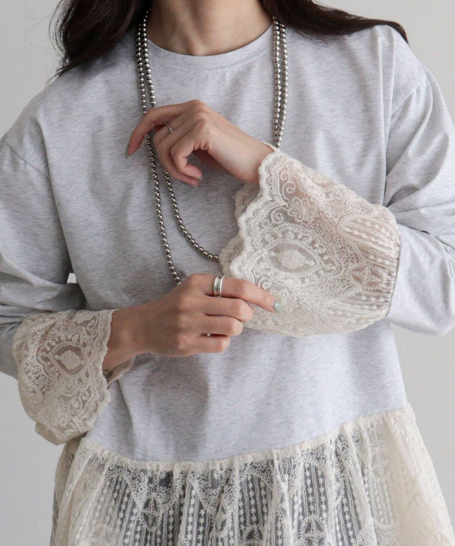 FREDY & GLOSTER(フレディ アンド グロスター) 【4回目の追加販売！】レースドッキングロンTシャツ