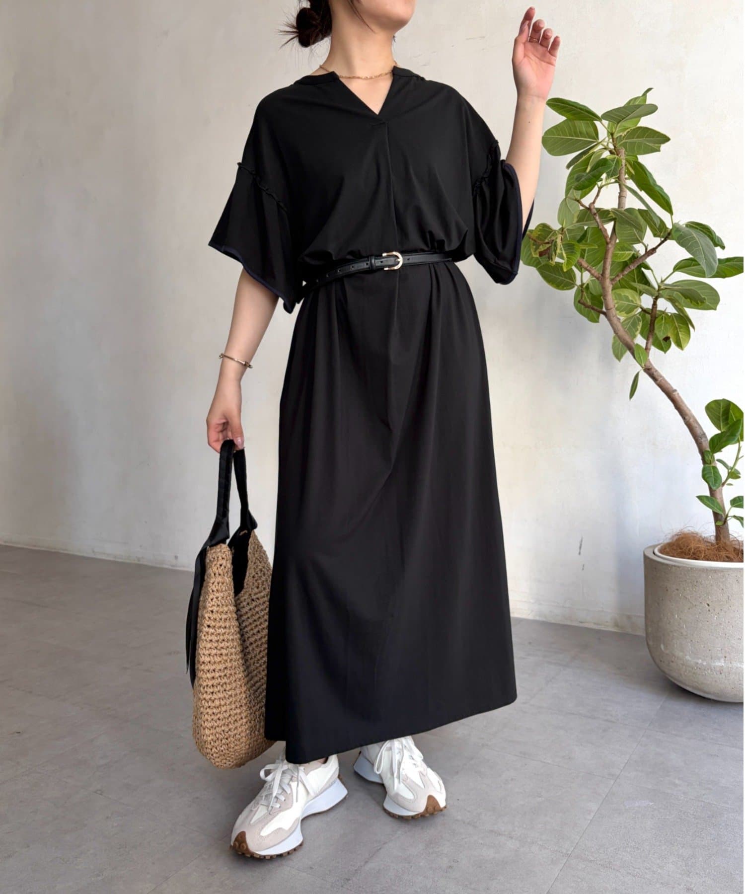 Jena　espace merveilleux(ジェナ　エスパスメルヴェイユ) 袖フレアスキッパーワンピース
