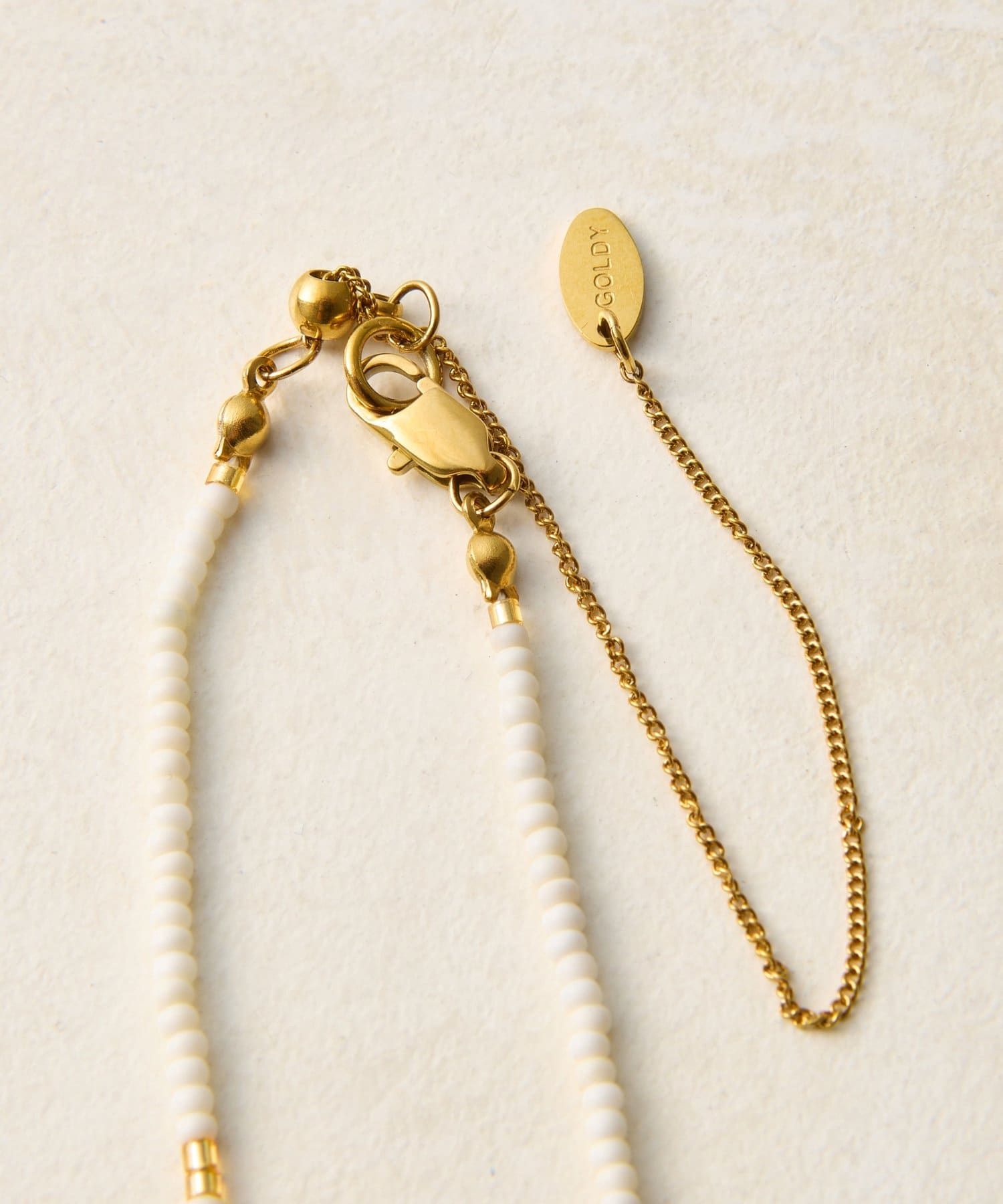 DISCOAT(ディスコート) 【GOLDY】ミックスビーズ×ステンレスチェーンネックレス