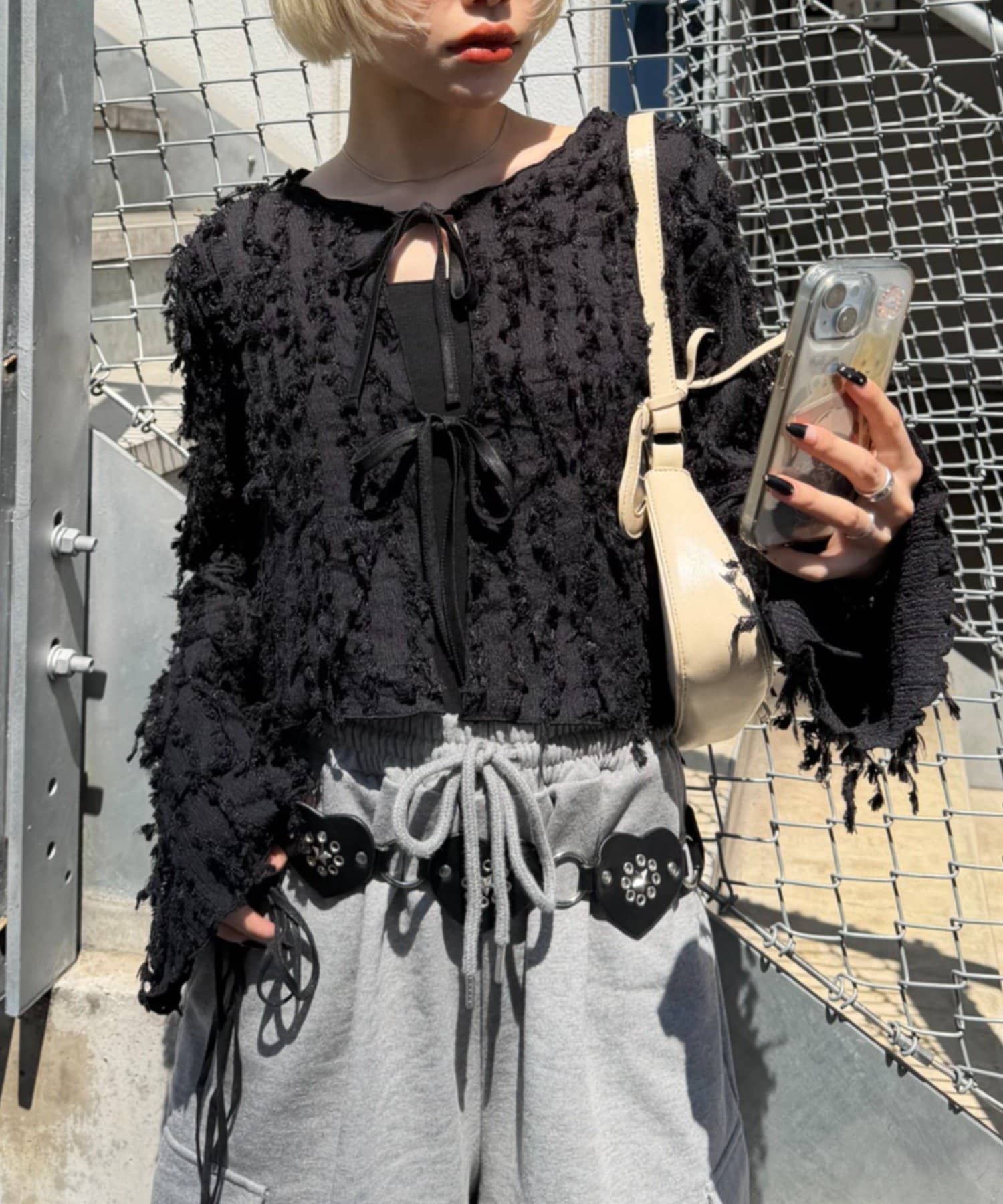 w closet(ダブルクローゼット) フリンジ前リボンボレロ