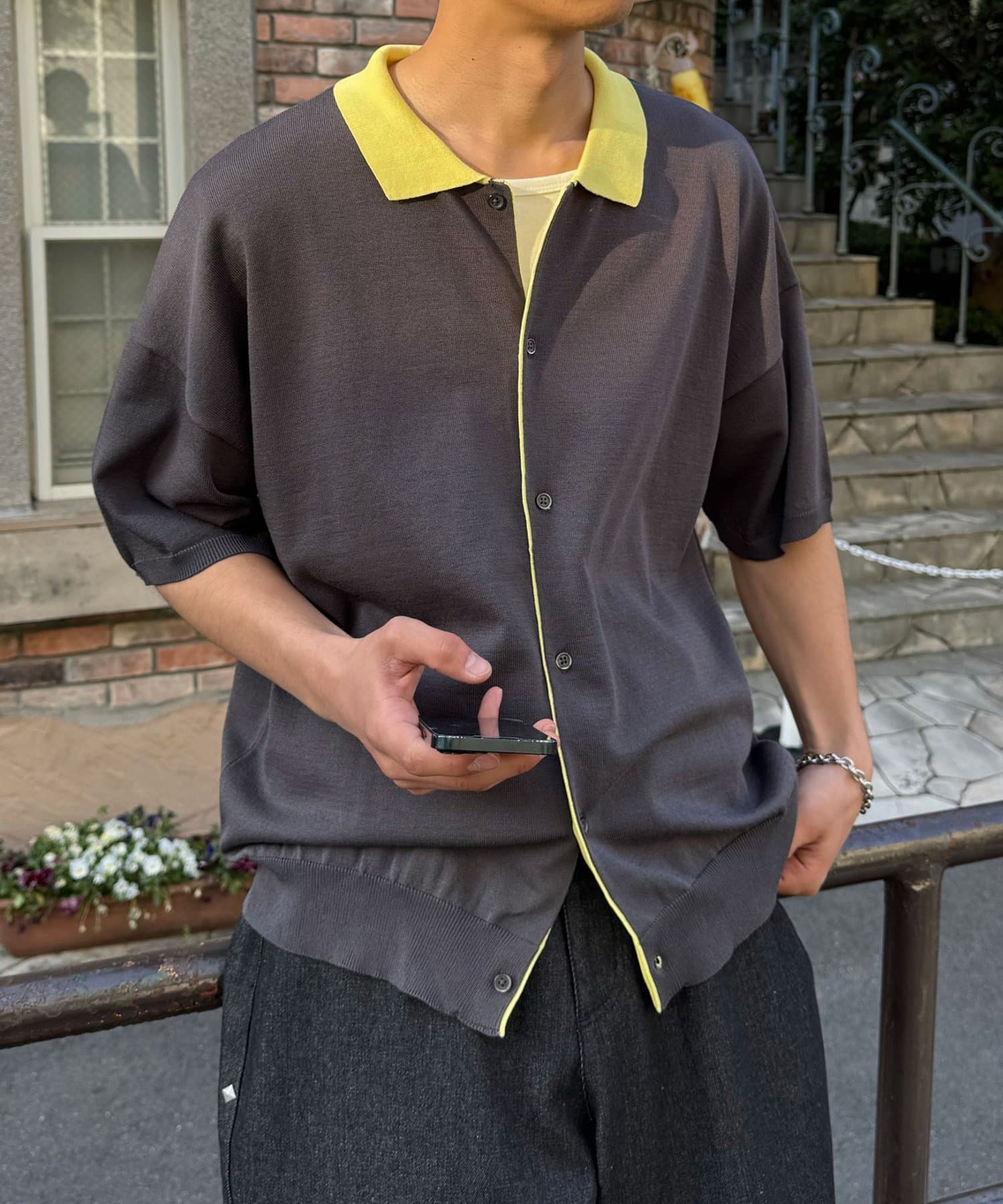 CIAOPANIC(チャオパニック) フェイクレイヤードニットポロシャツ