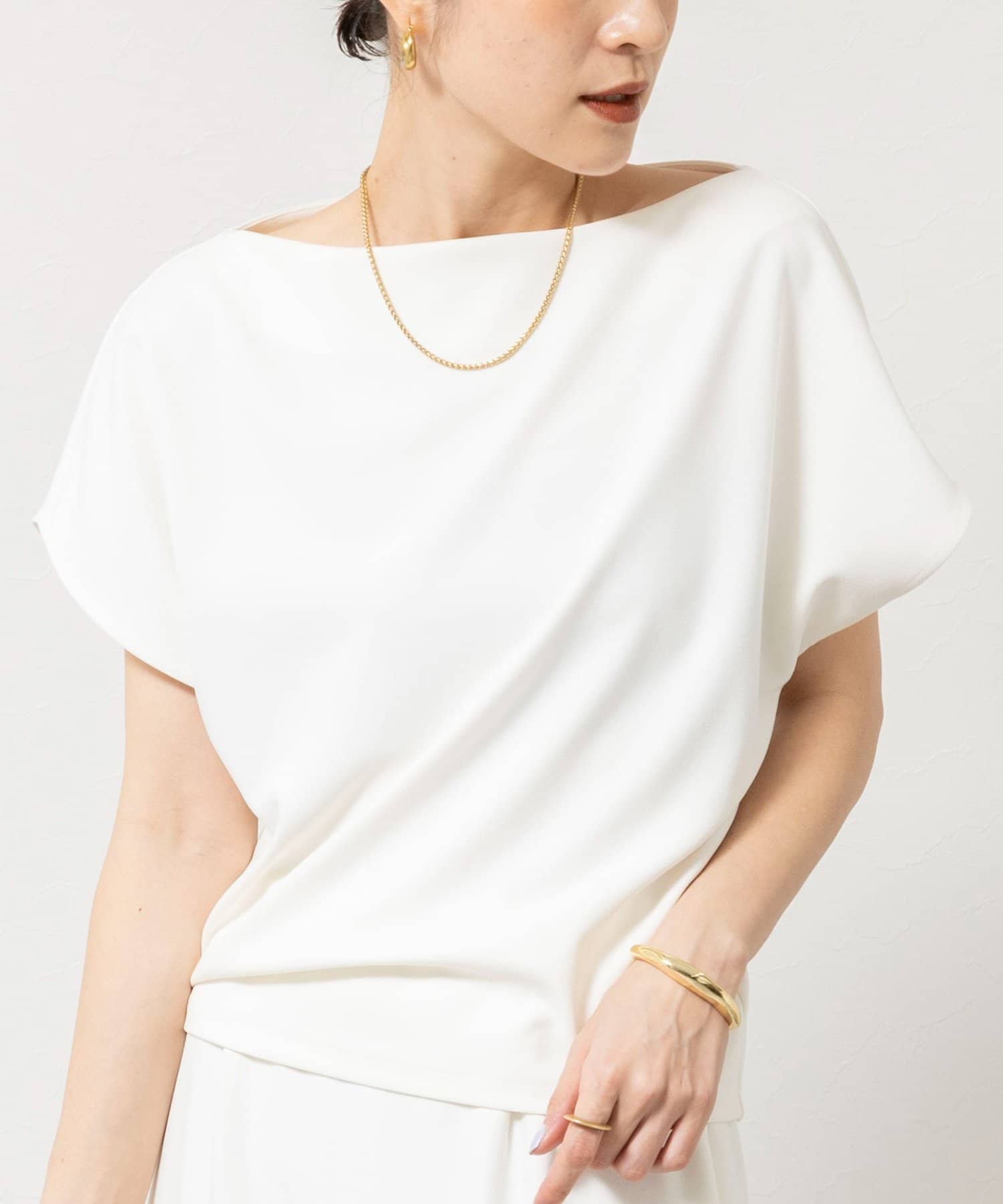 NOLLEY'S(ノーリーズ) 《セットアップ対応》ウォッシャブルマルチファンクションボートネックプルオーバー