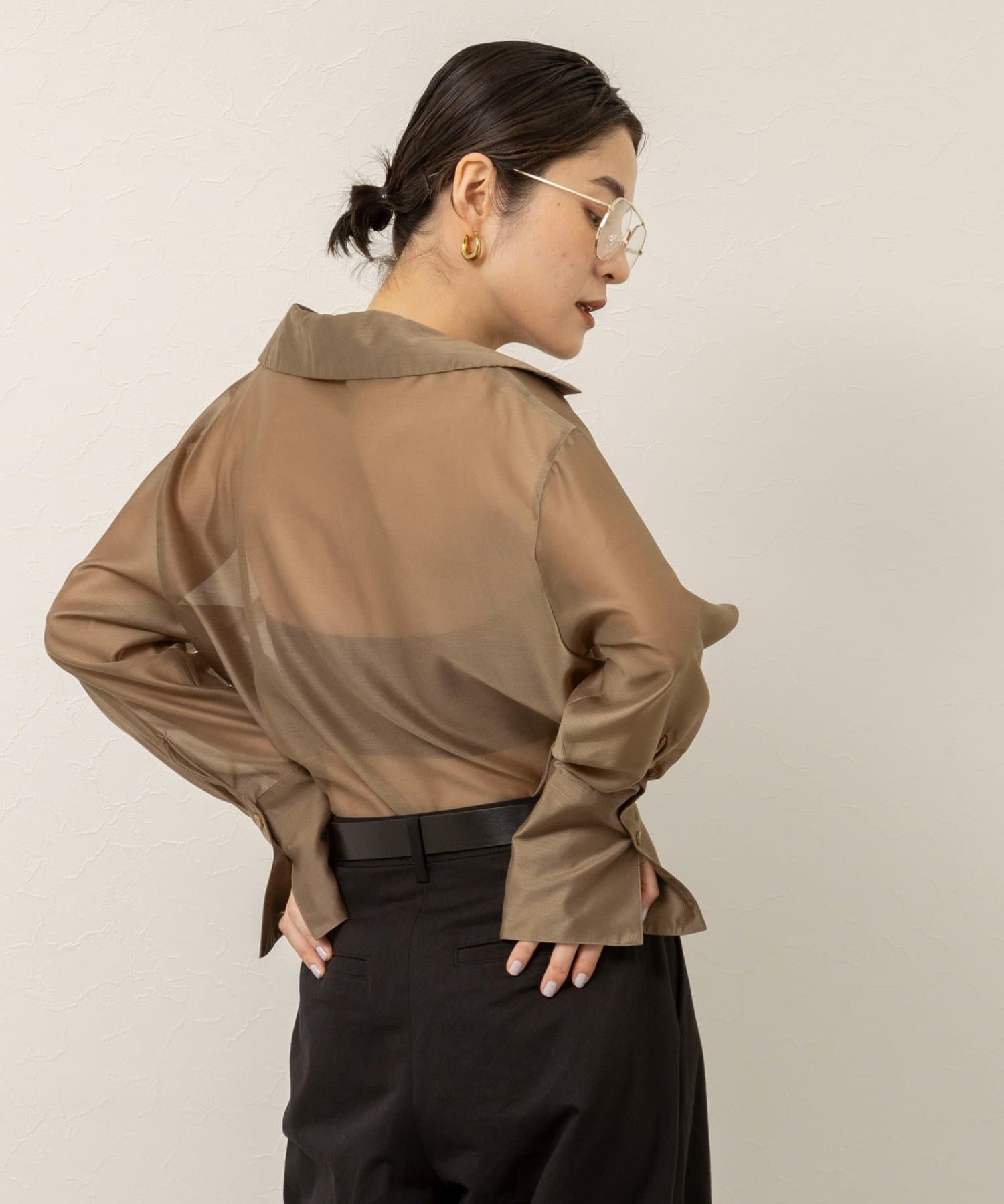 NOLLEY'S(ノーリーズ) 【MAQWEL/マクウェル】ウォッシャブルオープンカラーシアーブラウス