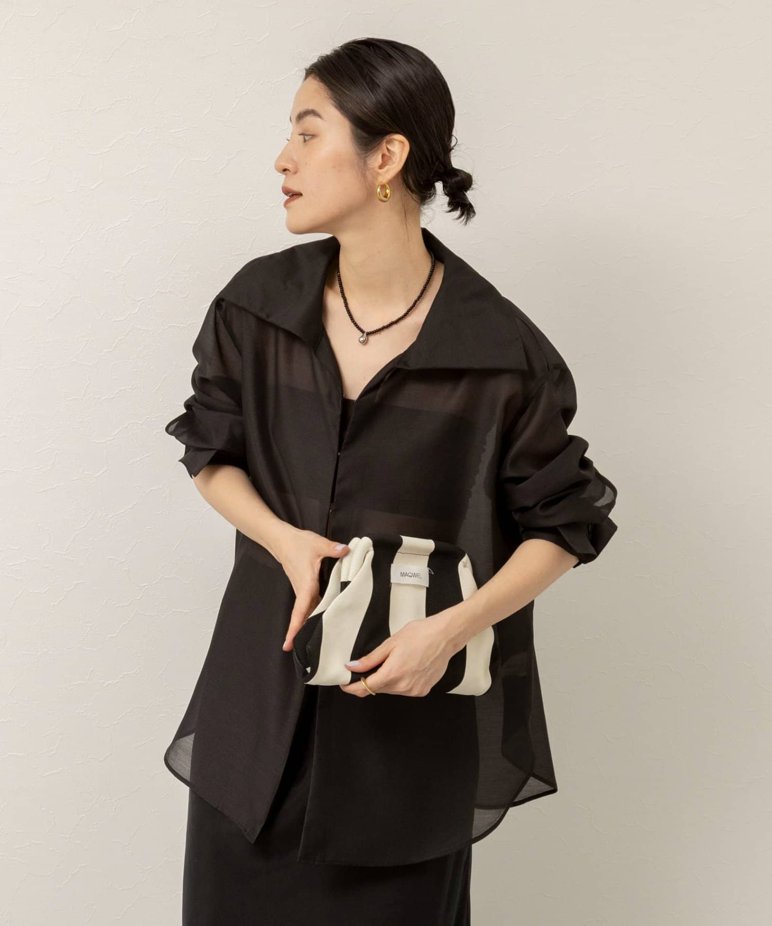 NOLLEY'S(ノーリーズ) 【MAQWEL/マクウェル】ウォッシャブルオープンカラーシアーブラウス