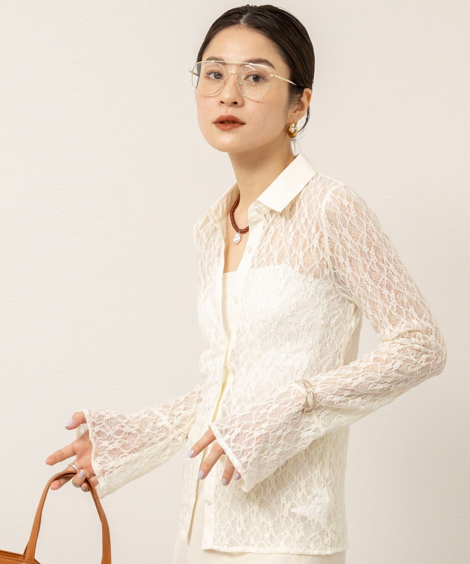 NOLLEY'S(ノーリーズ) 【MAQWEL/マクウェル】ウォッシャブルストレッチレースシャツ