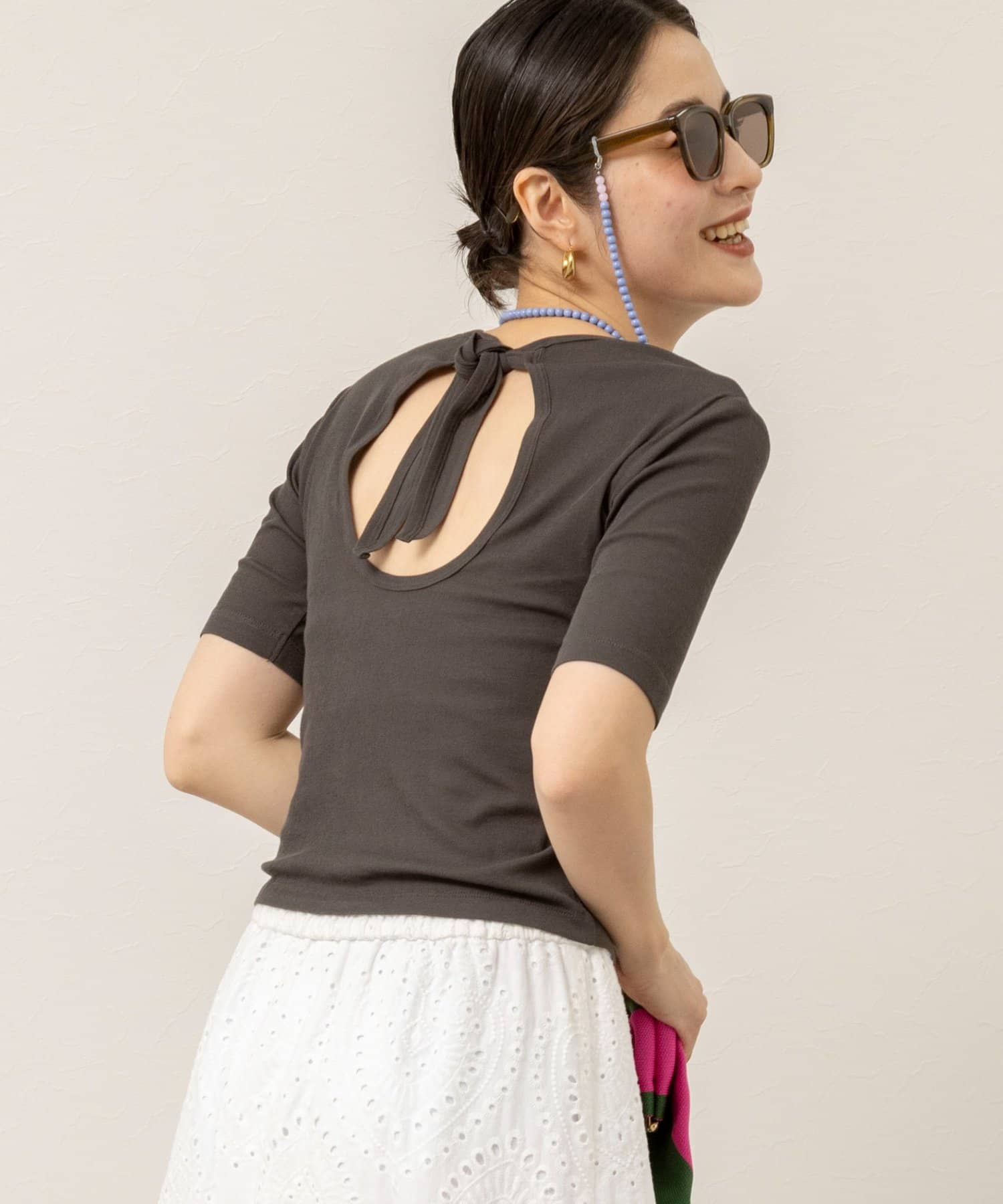 NOLLEY'S(ノーリーズ) 【MAQWEL/マクウェル】ウォッシャブルバックリボン五分袖プルオーバー