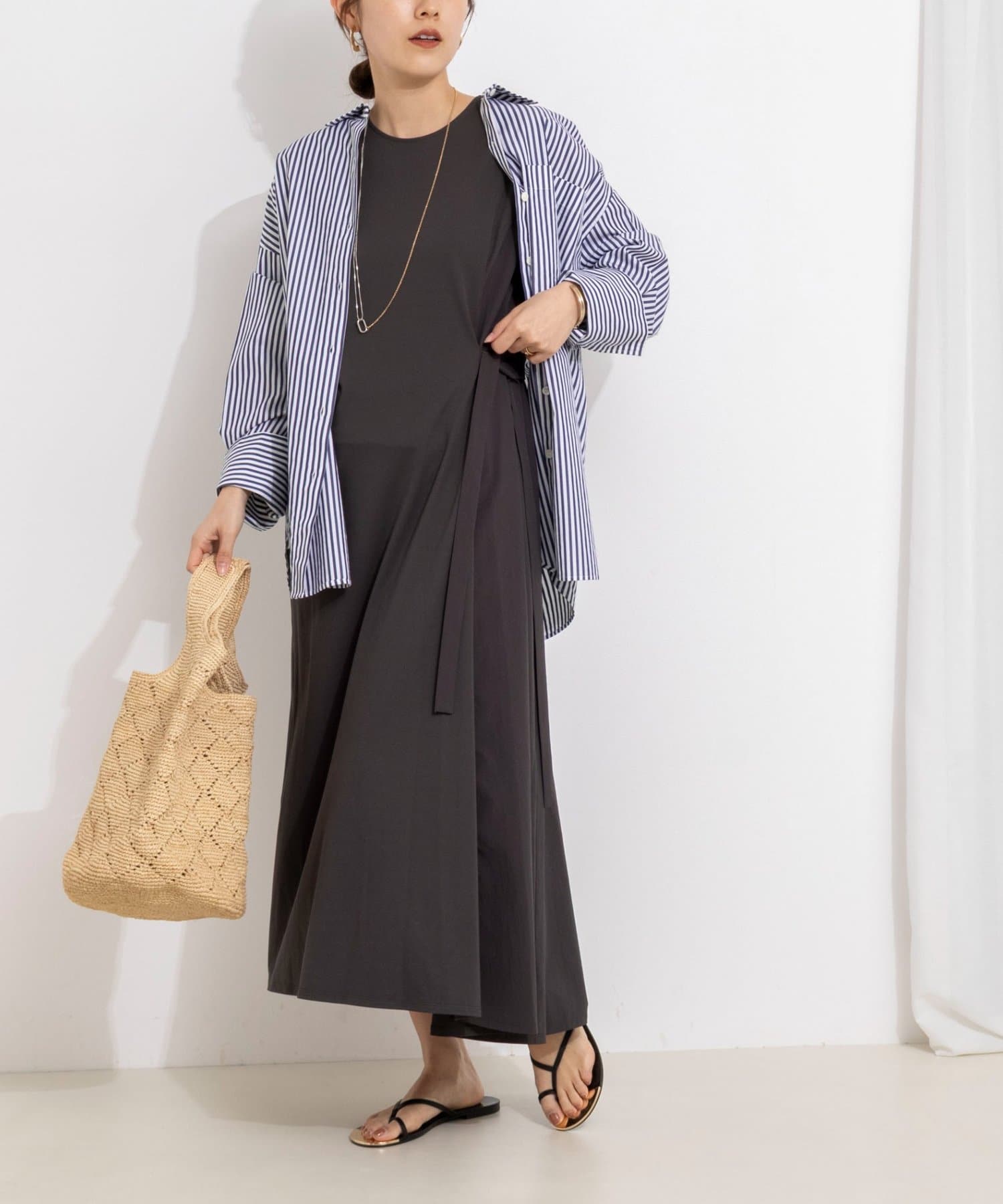 NOLLEY'S(ノーリーズ) ウォッシャブル布帛切り替えワンピース