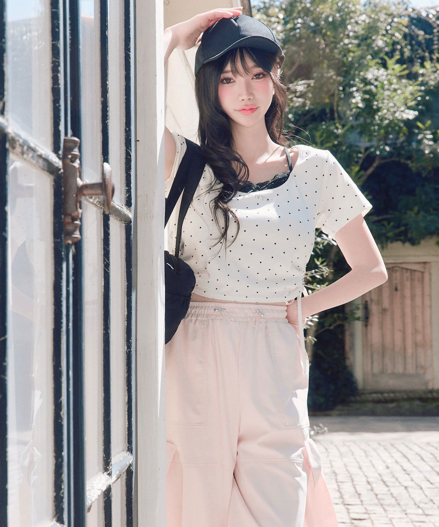 OLIVE des OLIVE(オリーブ デ オリーブ) サイドレースリボンカーゴパンツ