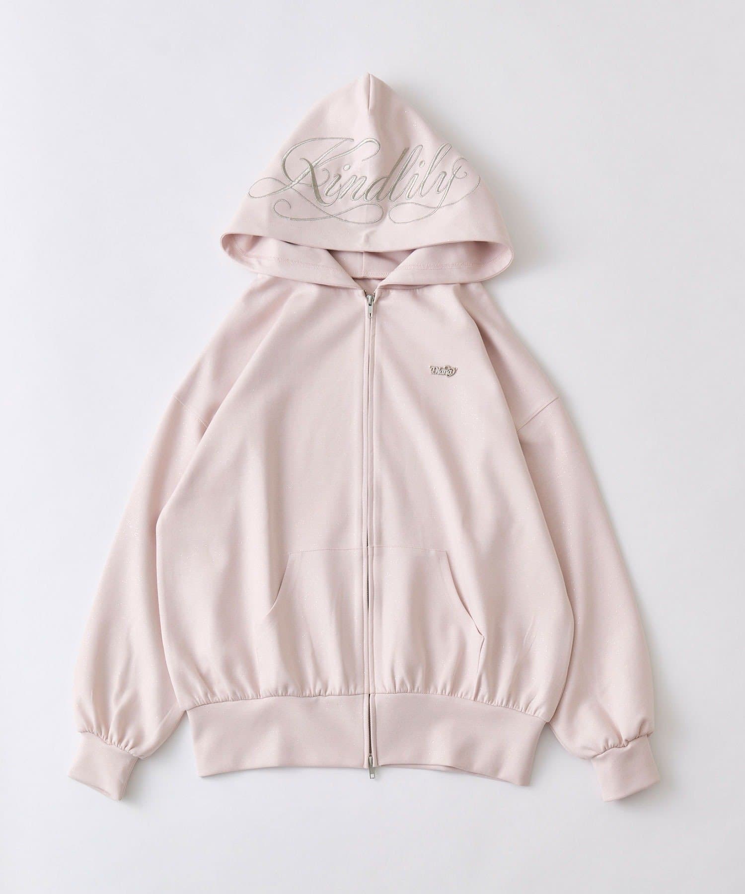 OLIVE des OLIVE(オリーブ デ オリーブ) フードロゴ刺繍キラキラパーカー