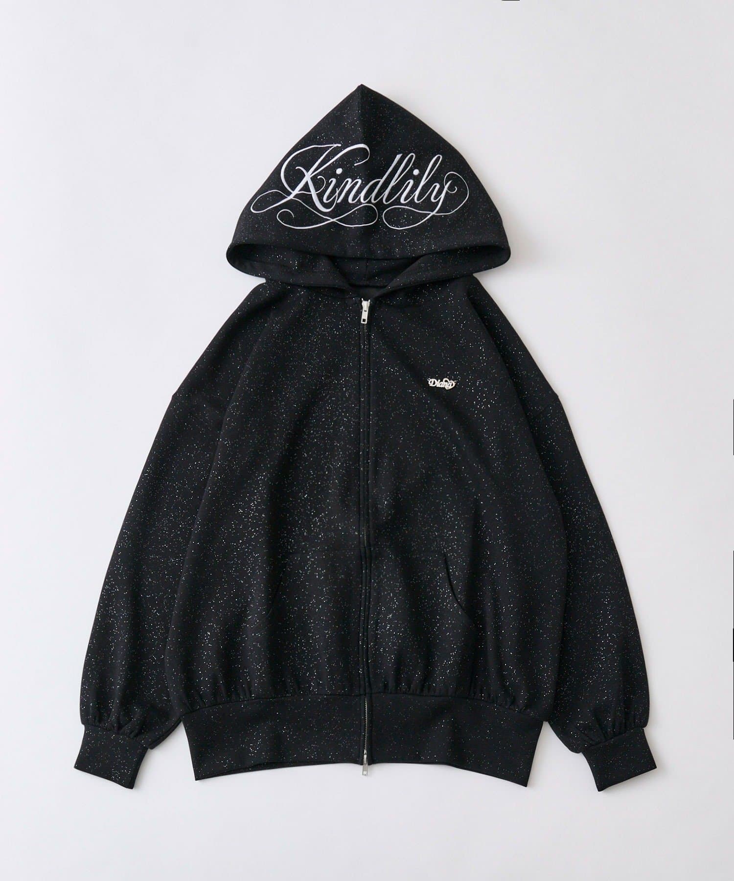 OLIVE des OLIVE(オリーブ デ オリーブ) フードロゴ刺繍キラキラパーカー