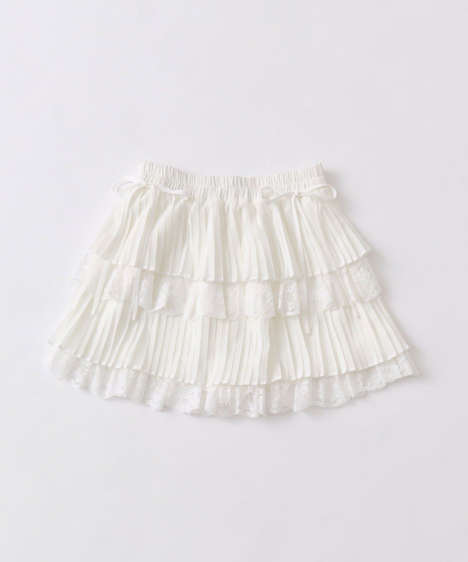 OLIVE des OLIVE(オリーブ デ オリーブ) プリーツレースティアードミニスカート