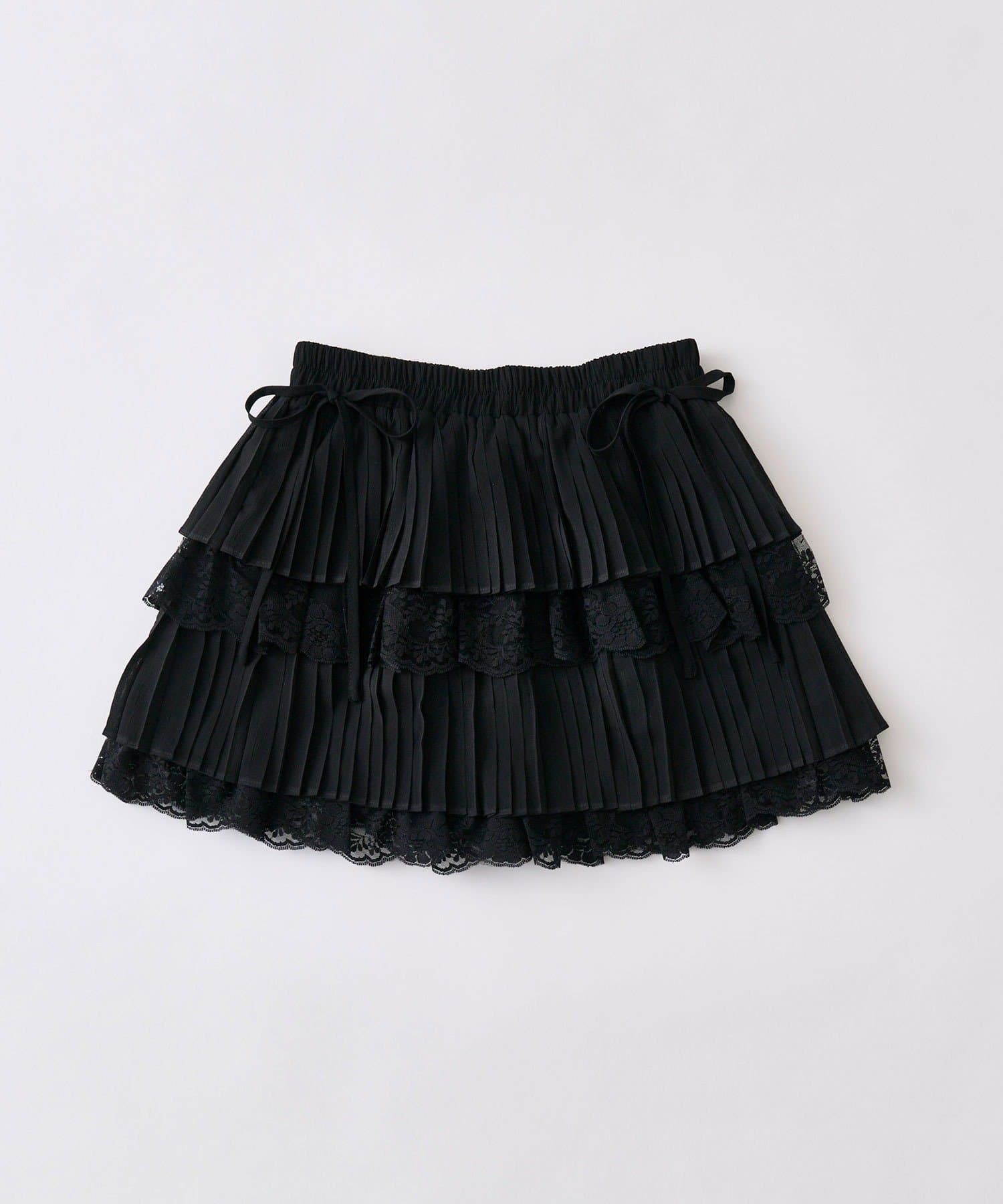 OLIVE des OLIVE(オリーブ デ オリーブ) プリーツレースティアードミニスカート