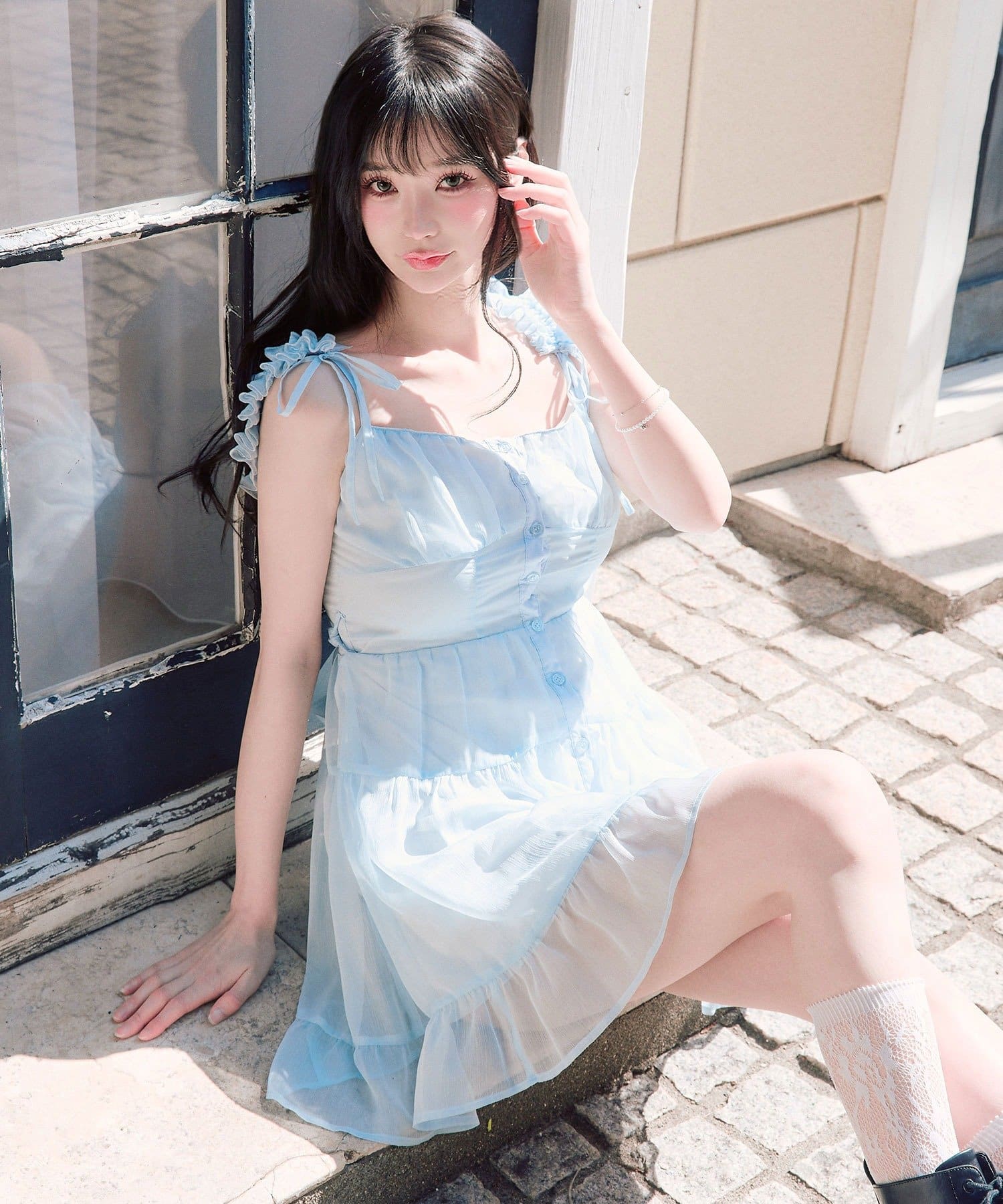 OLIVE des OLIVE(オリーブ デ オリーブ) Saxe Flower Stroll ミニワンピース