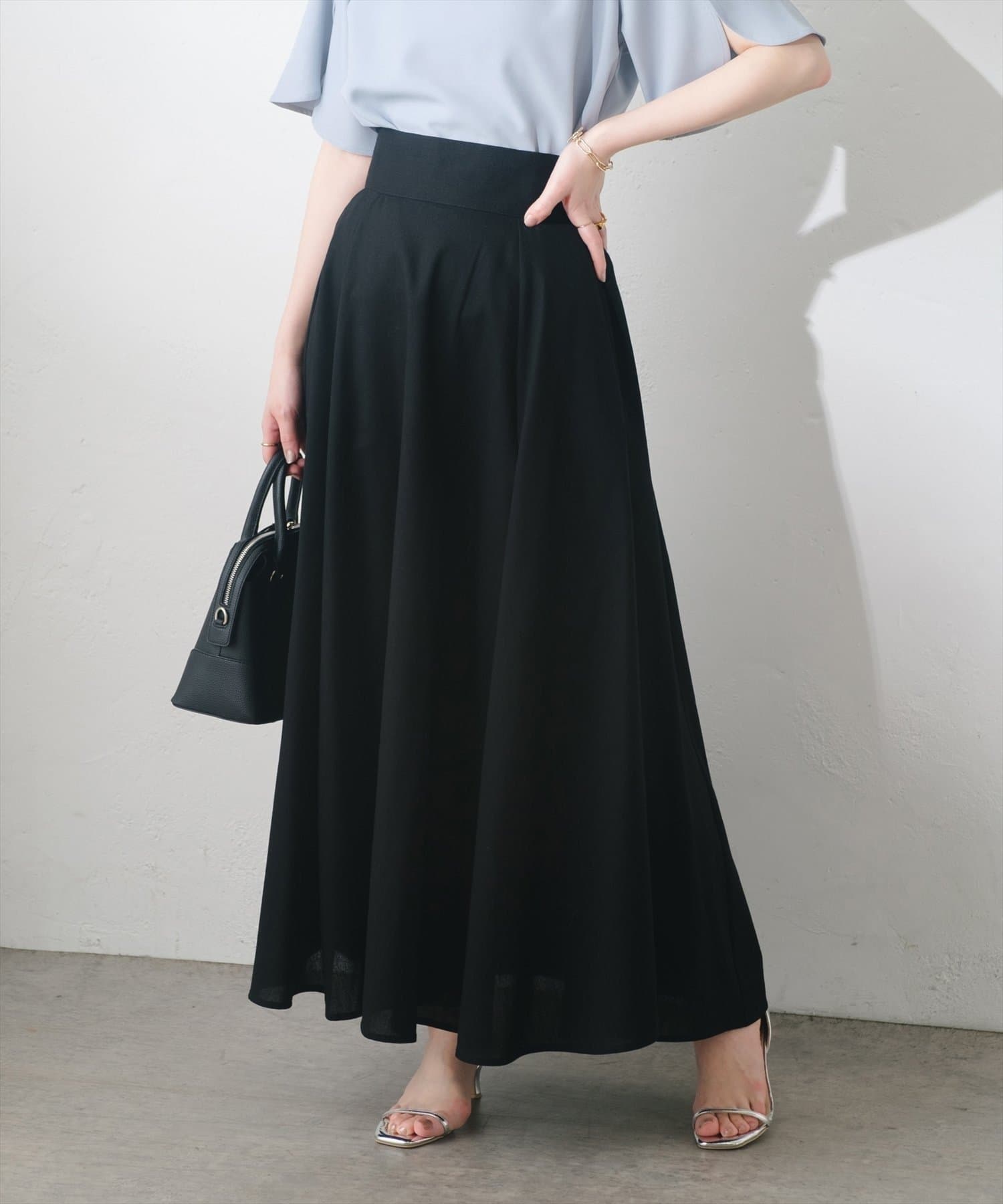 natural couture(ナチュラルクチュール) 綿麻ハイウエストサーキュラースカート