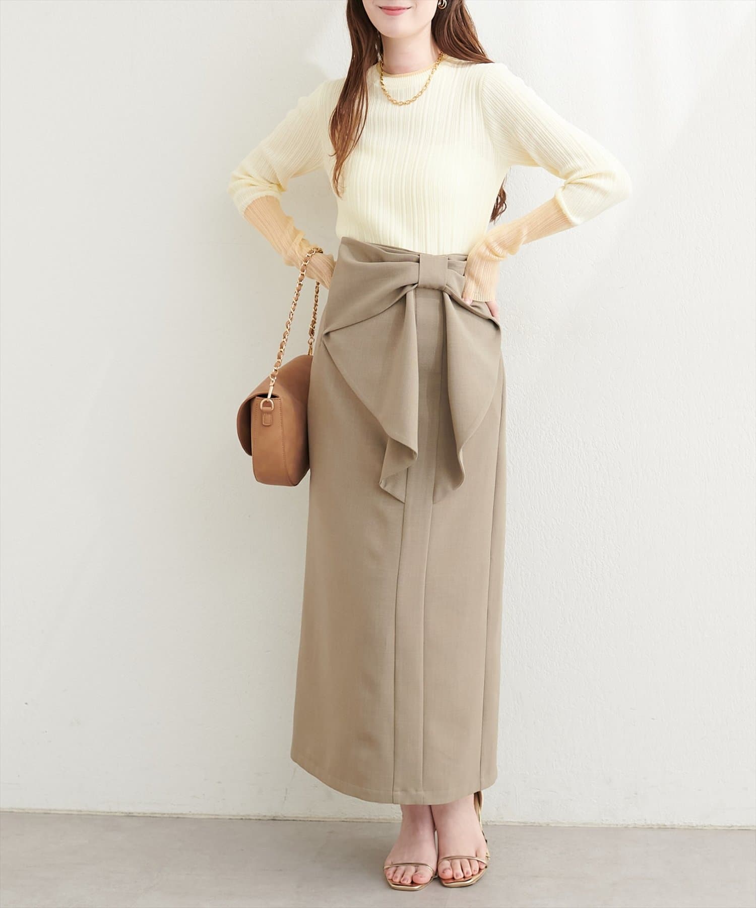 natural couture(ナチュラルクチュール) リネンタッチランダムリブプルオーバー