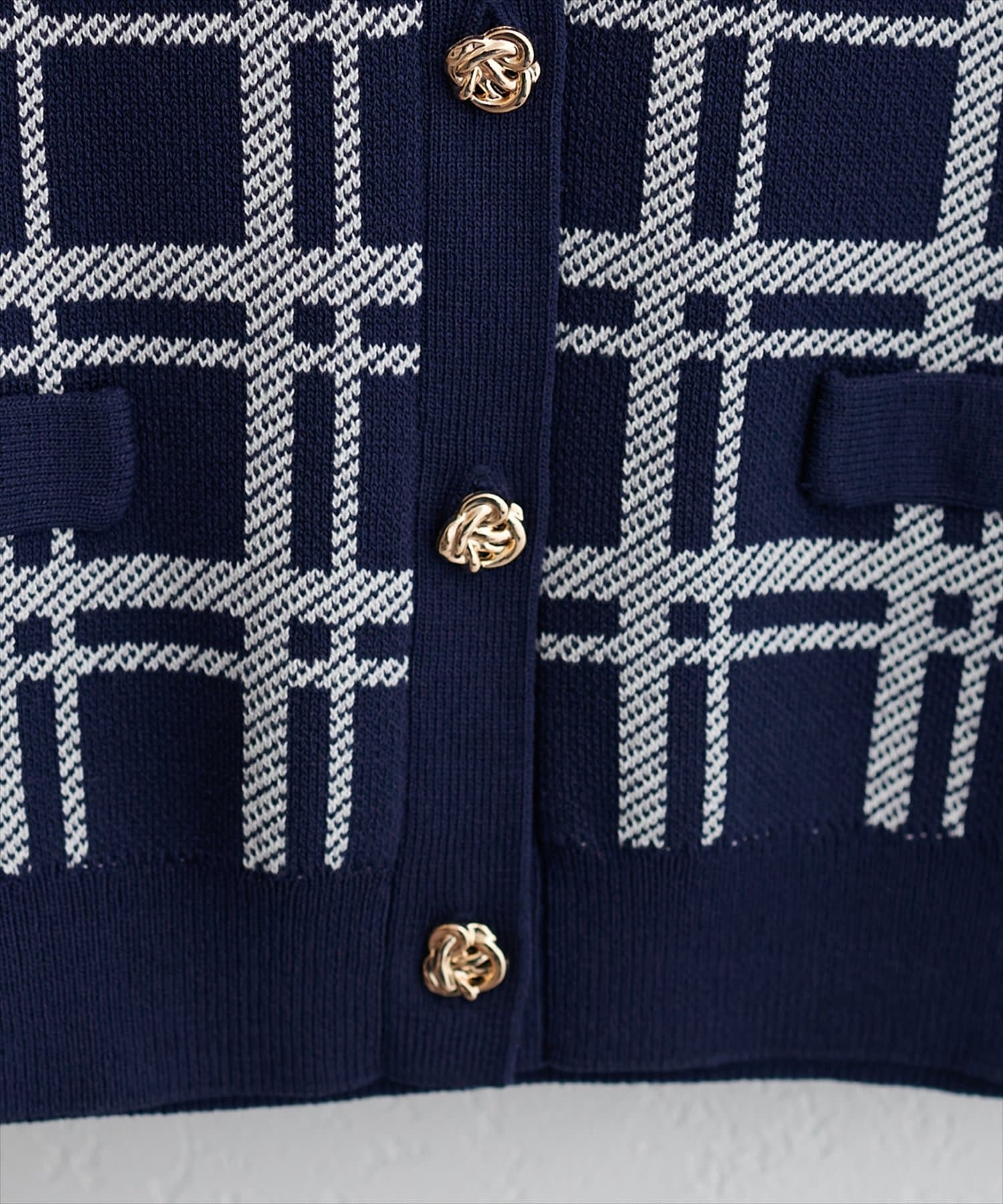 natural couture(ナチュラルクチュール) 麻タッチチェック柄ニット