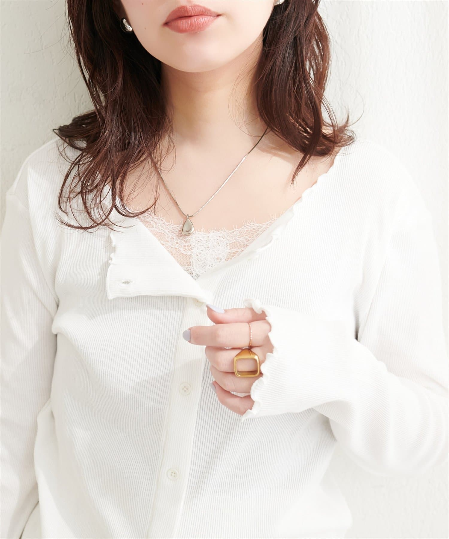 natural couture(ナチュラルクチュール) レースデザインカットソー