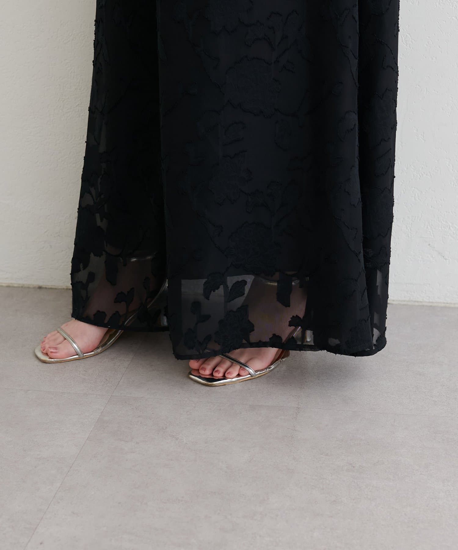 natural couture(ナチュラルクチュール) ジャガードウエストリボンワンピース