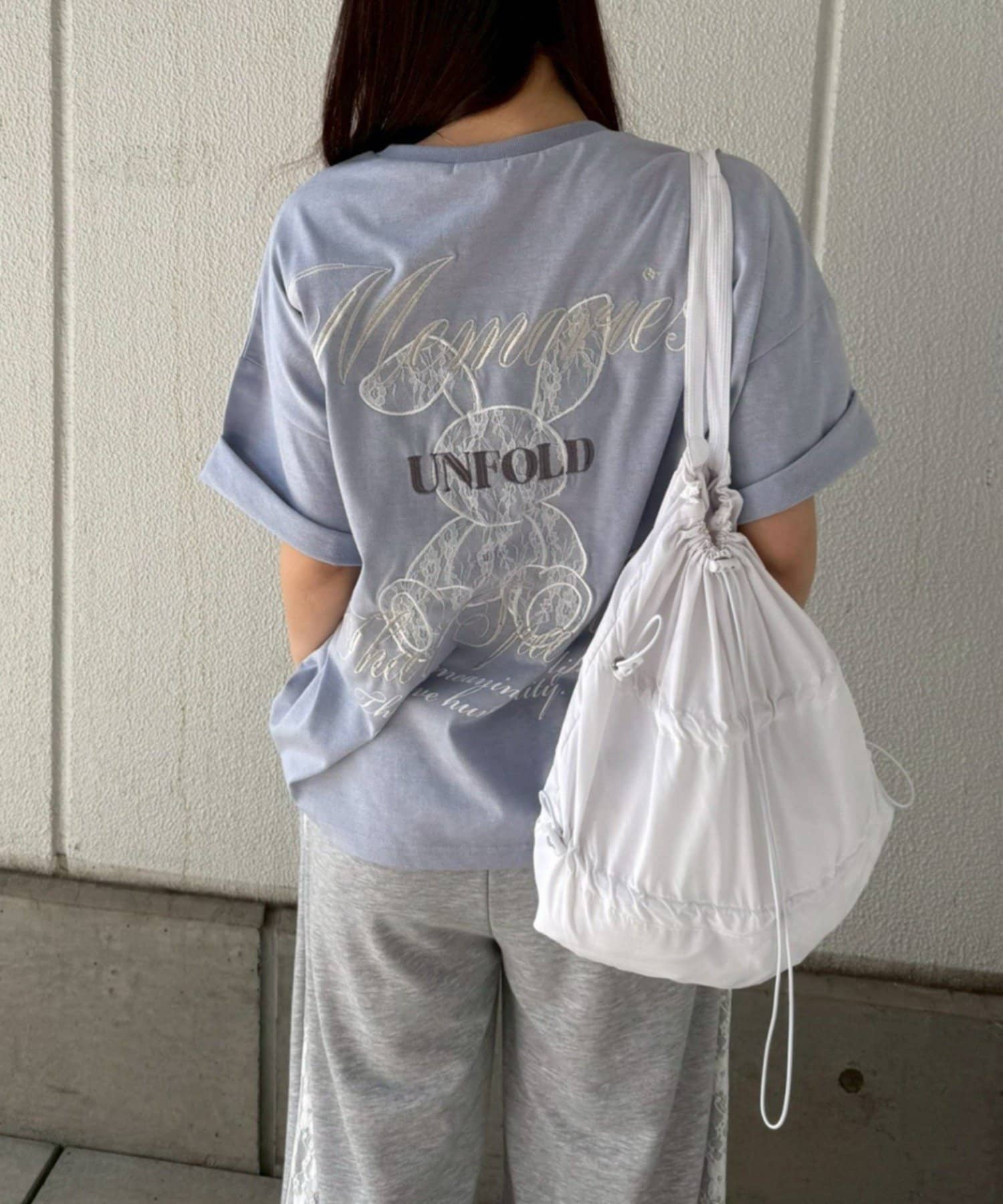 NICE CLAUP / OLIVE des OLIVE OUTLET(ナイスクラップ  / オリーブ デ オリーブ アウトレット) 【continuer】レースウサギBIGTシャツ