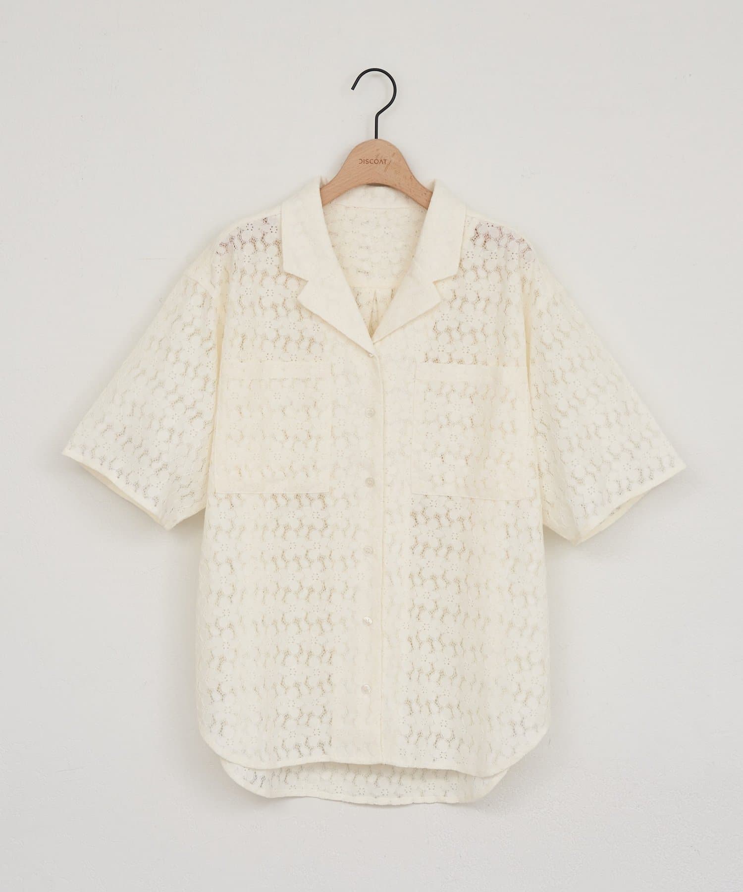 DISCOAT(ディスコート) 【WEB限定】開襟レースブラウス