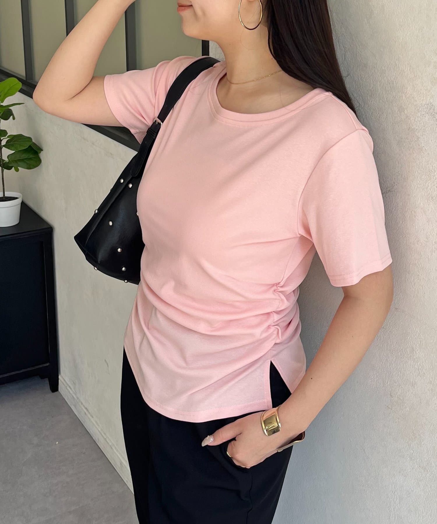 prose verse(プロズヴェール) サイドギャザーTシャツ