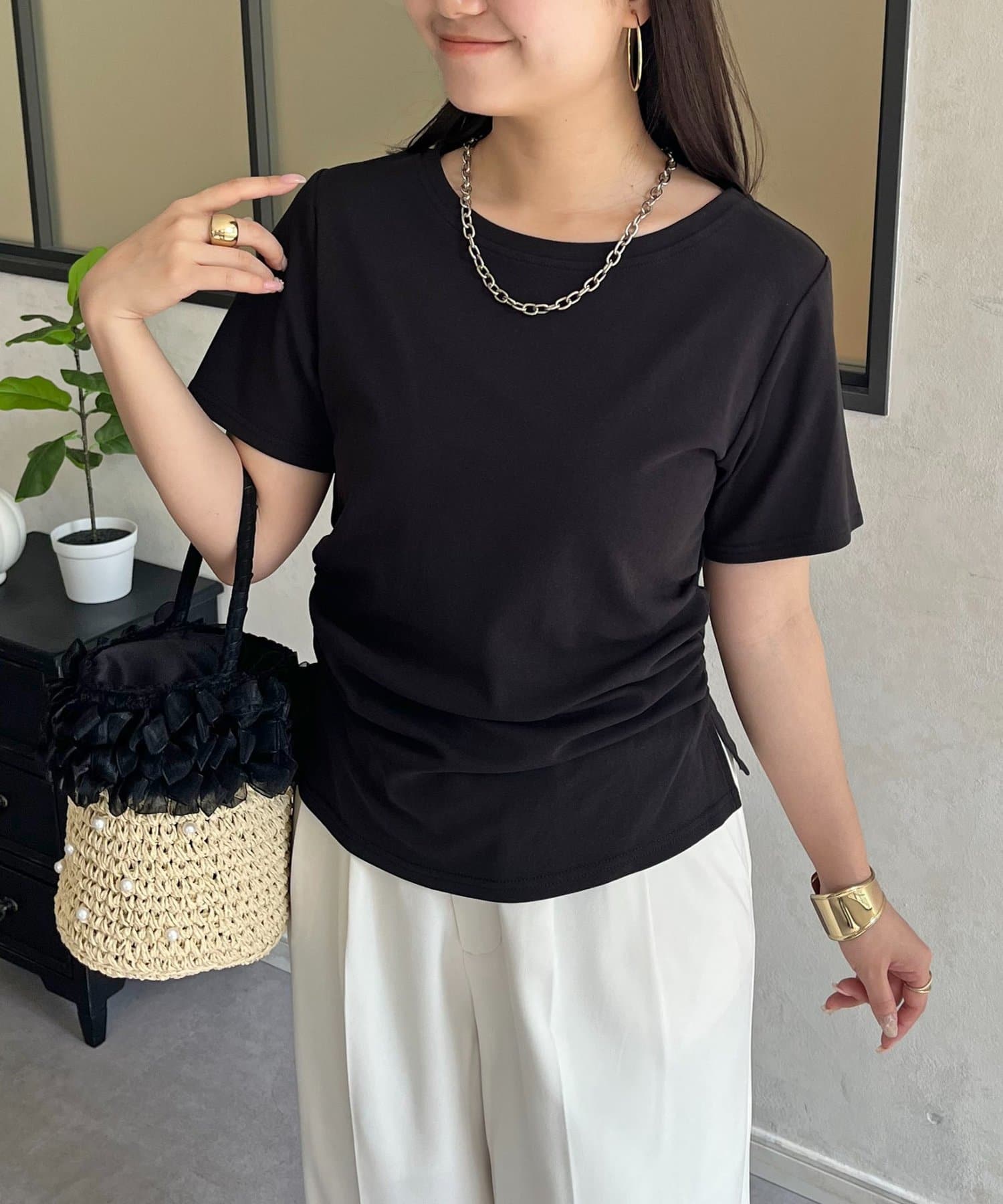 prose verse(プロズヴェール) サイドギャザーTシャツ