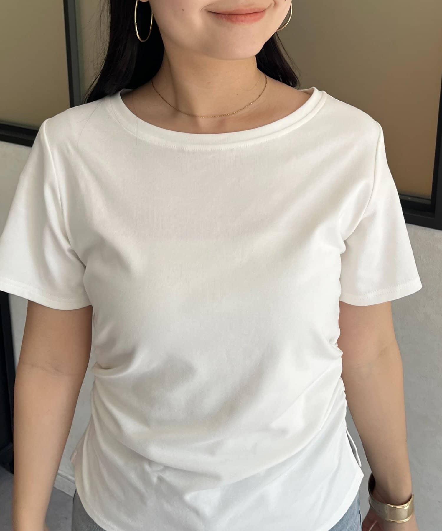 prose verse(プロズヴェール) サイドギャザーTシャツ