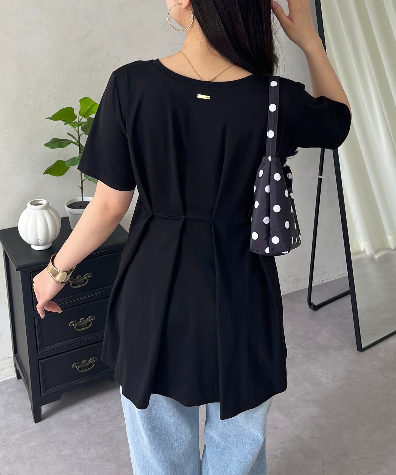 prose verse(プロズヴェール) バックメタルウエストタックペプラムTシャツ