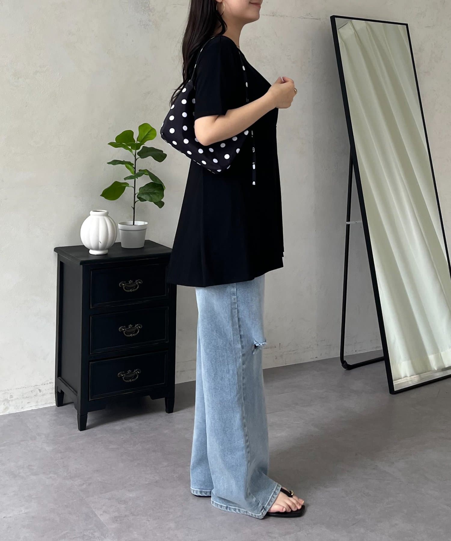 prose verse(プロズヴェール) バックメタルウエストタックペプラムTシャツ