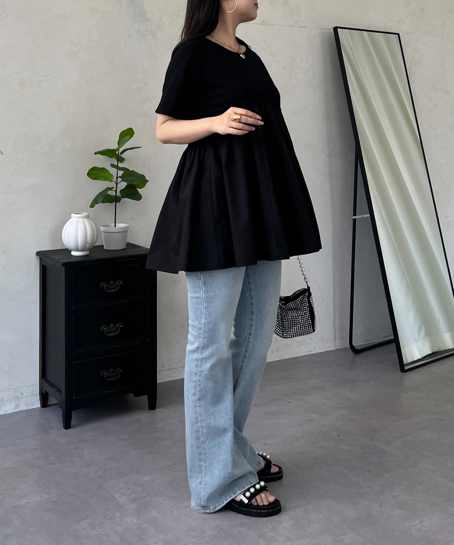 prose verse(プロズヴェール) パネル切替ドッキングペプラムTシャツ