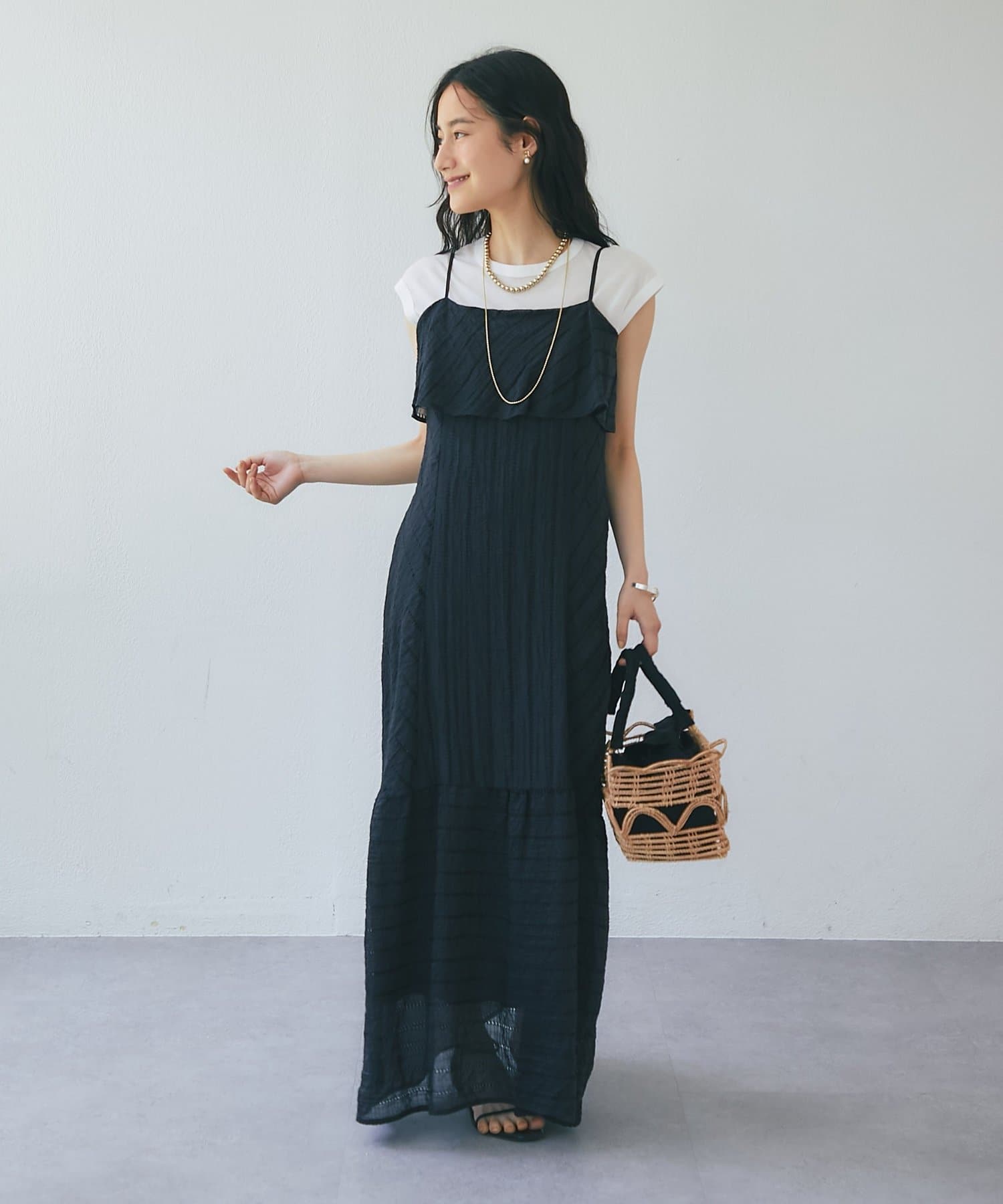 La boutique BonBon(ラブティックボンボン) ハシゴストライプキャミワンピース