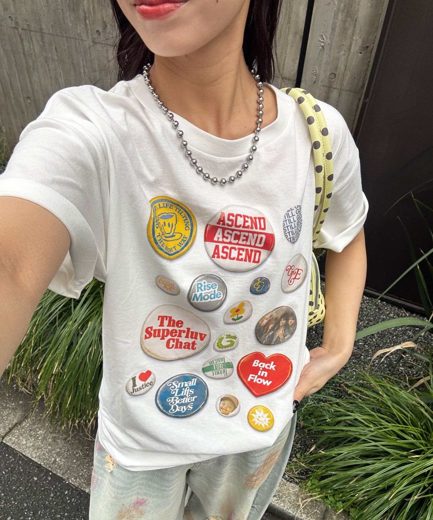 CIAOPANIC(チャオパニック) スター＆缶バッジプリントTee