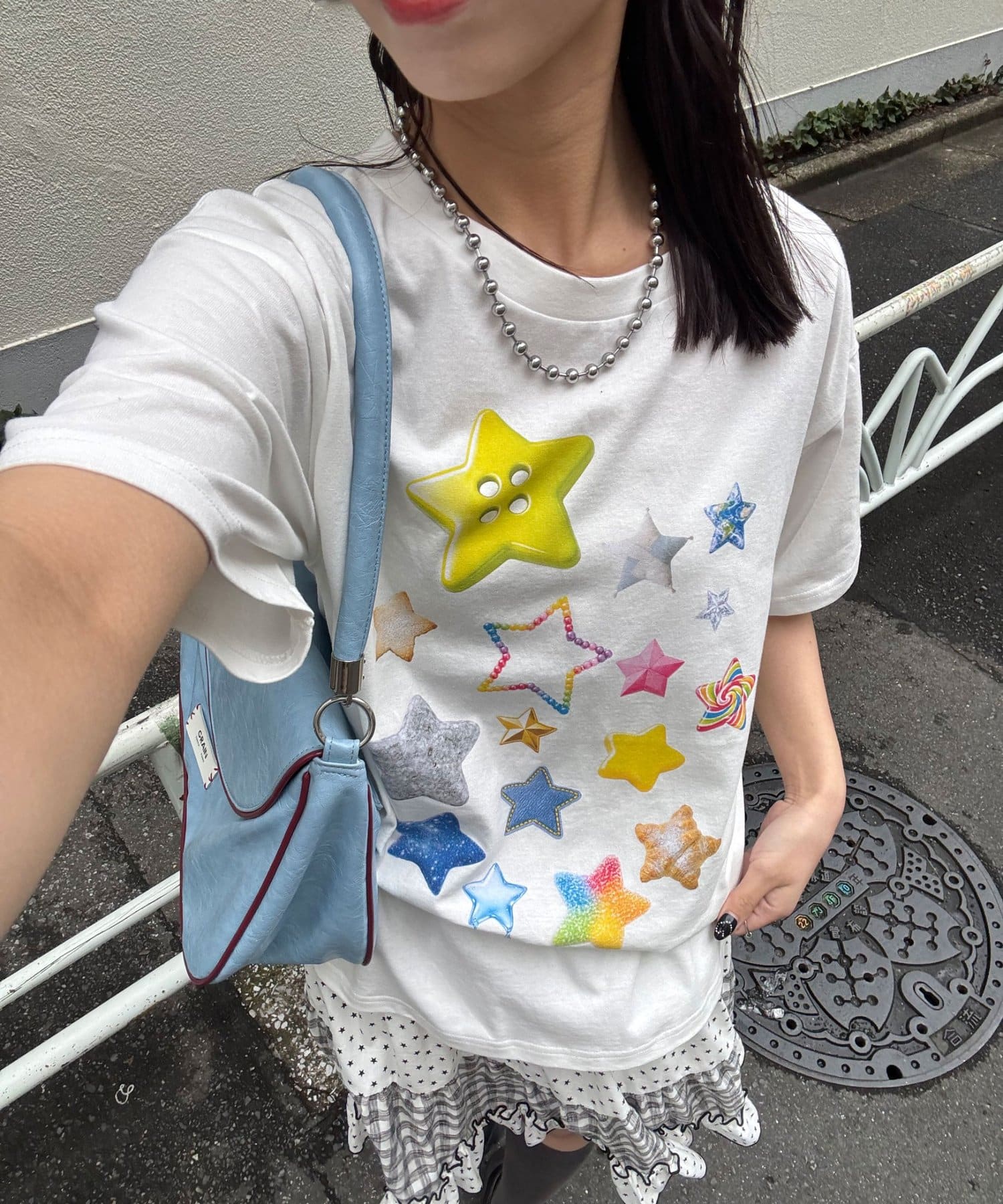 CIAOPANIC(チャオパニック) スター＆缶バッジプリントTee