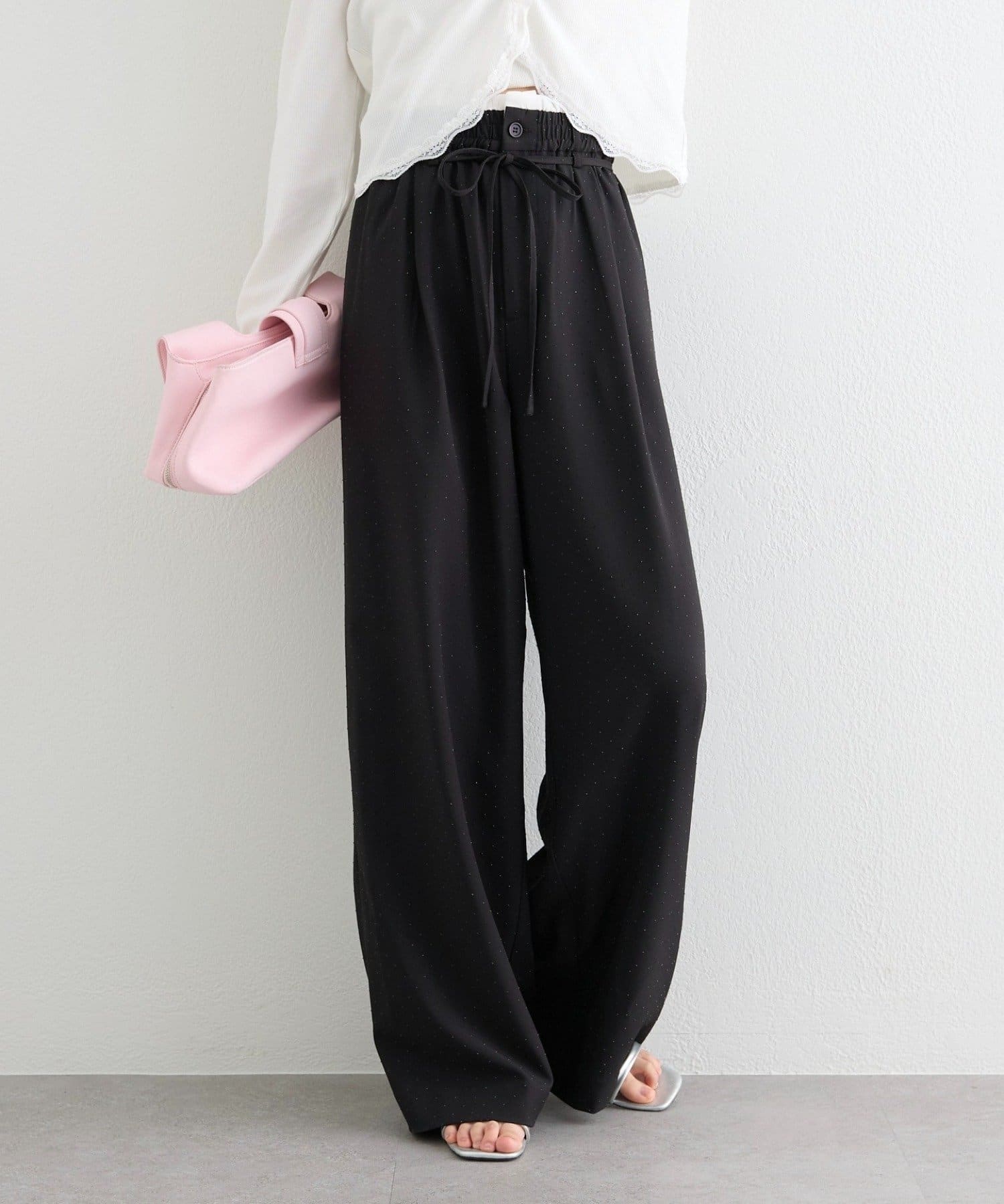 mystic(ミスティック) ラインストーンWベルトパンツ