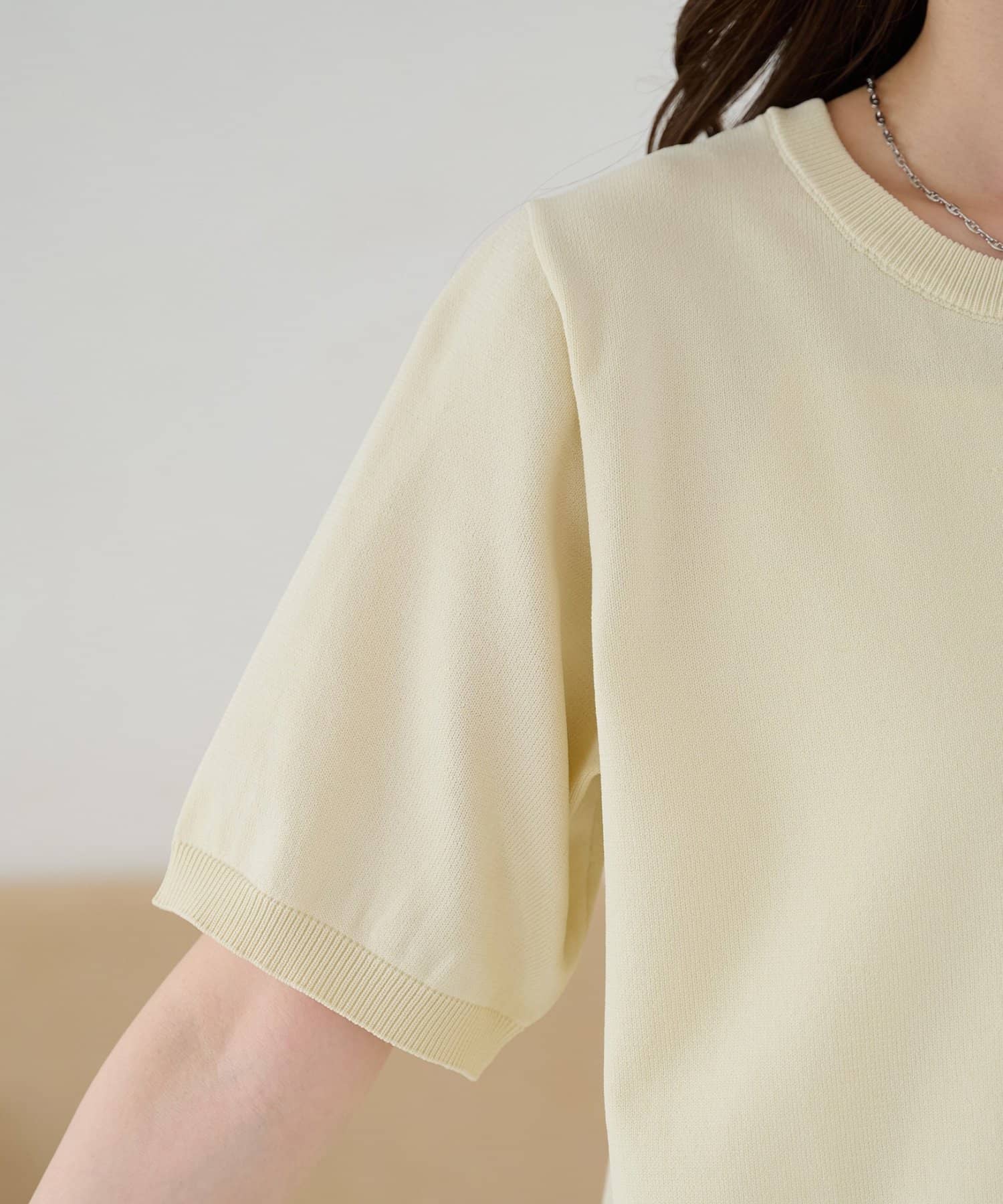 DISCOAT(ディスコート) ライトスポンスポンディッシュクリアボタン半袖カーディガン《WEB限定カラーあり》