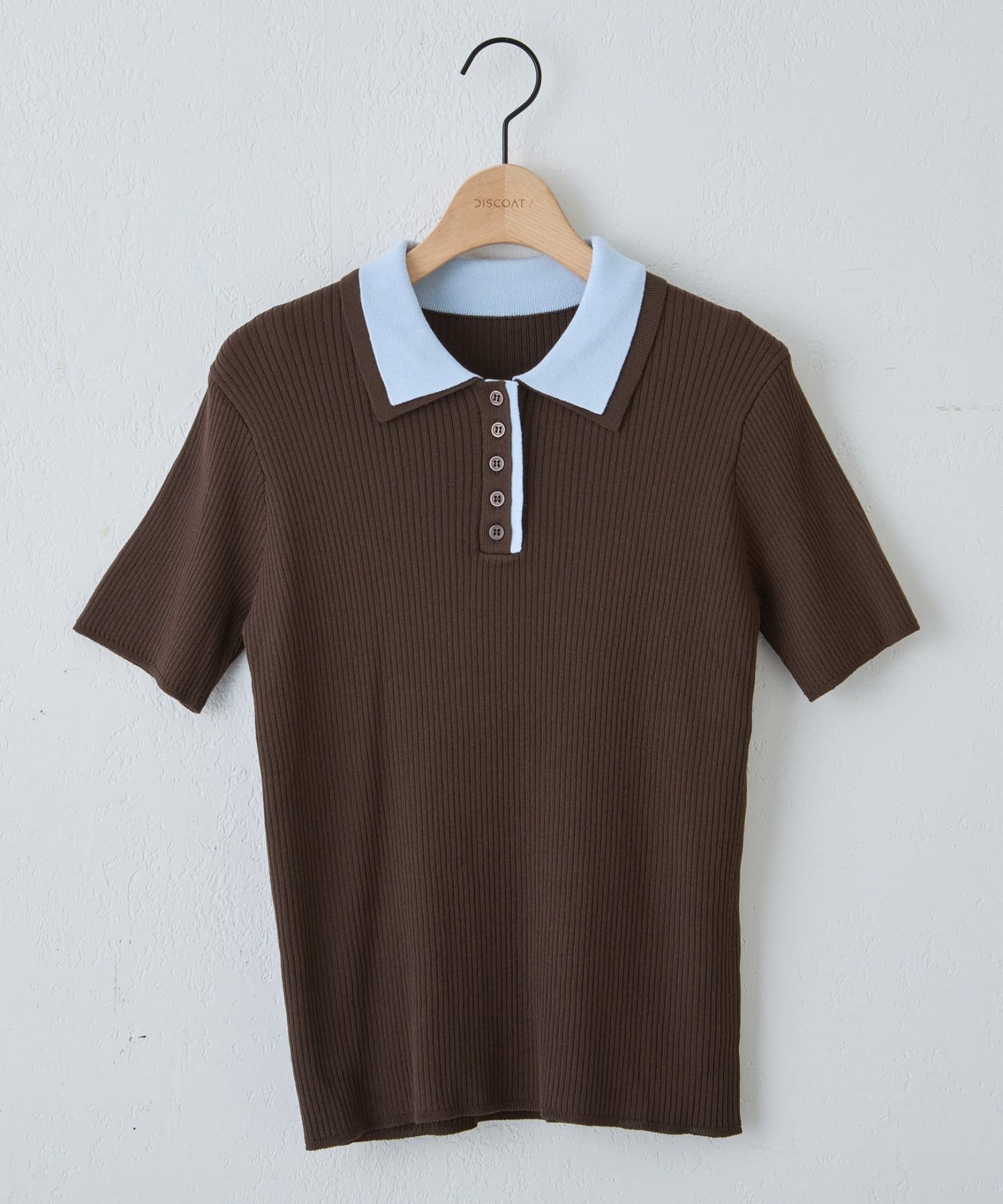 DISCOAT(ディスコート) ダブル衿配色ニットポロ