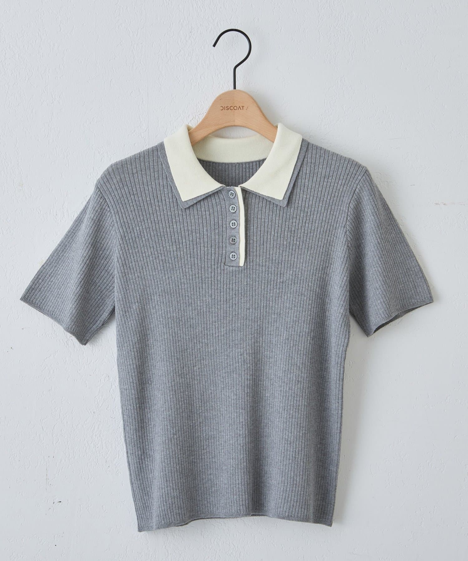 DISCOAT(ディスコート) ダブル衿配色ニットポロ
