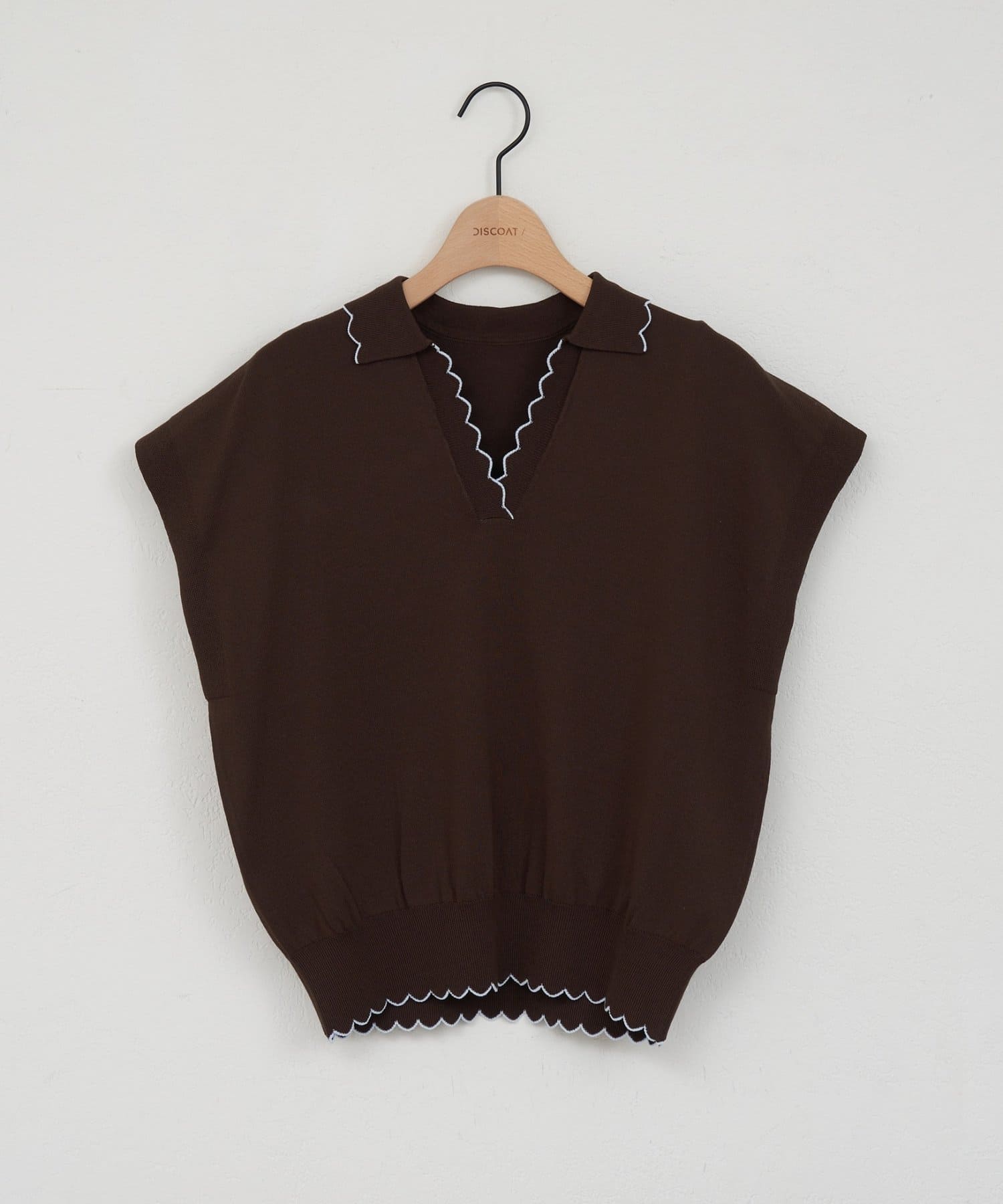 DISCOAT(ディスコート) 【WEB限定】スカラップ配色スキッパーニット